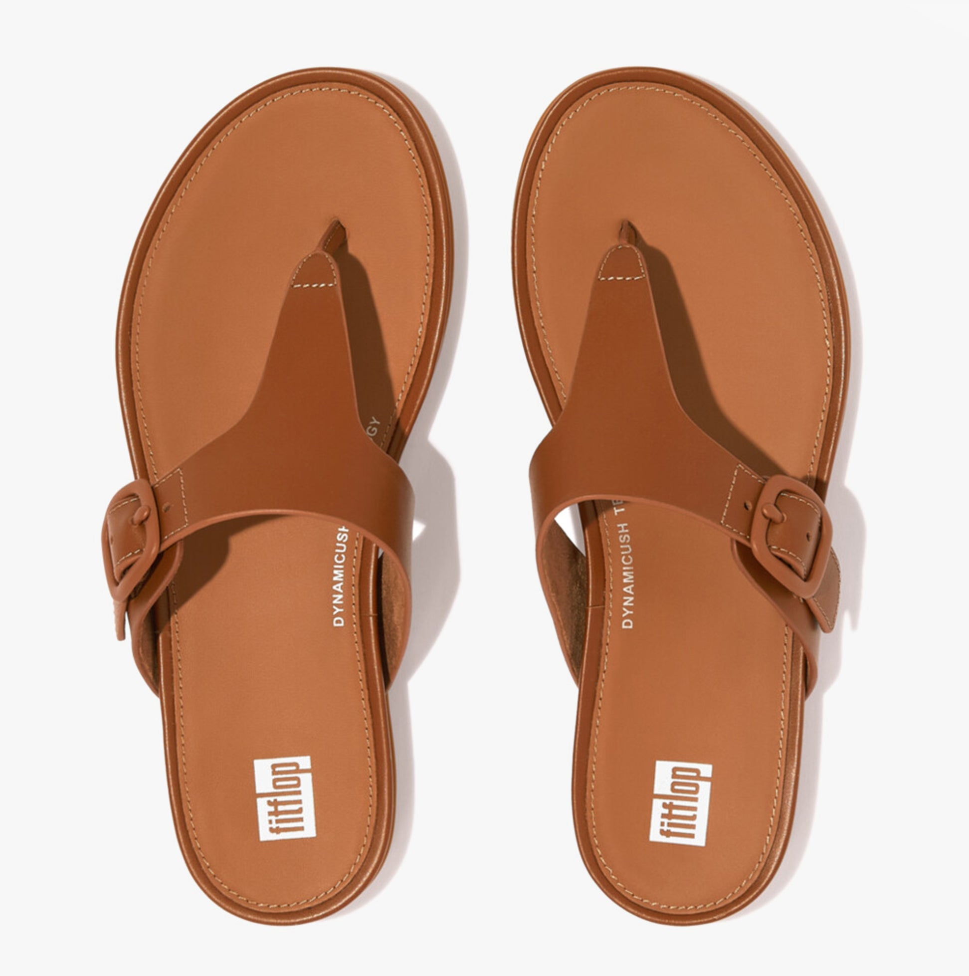 FitFlop GRACIE RUBBER-BUCKLE LEATHER Womens Toe Post Light Tan