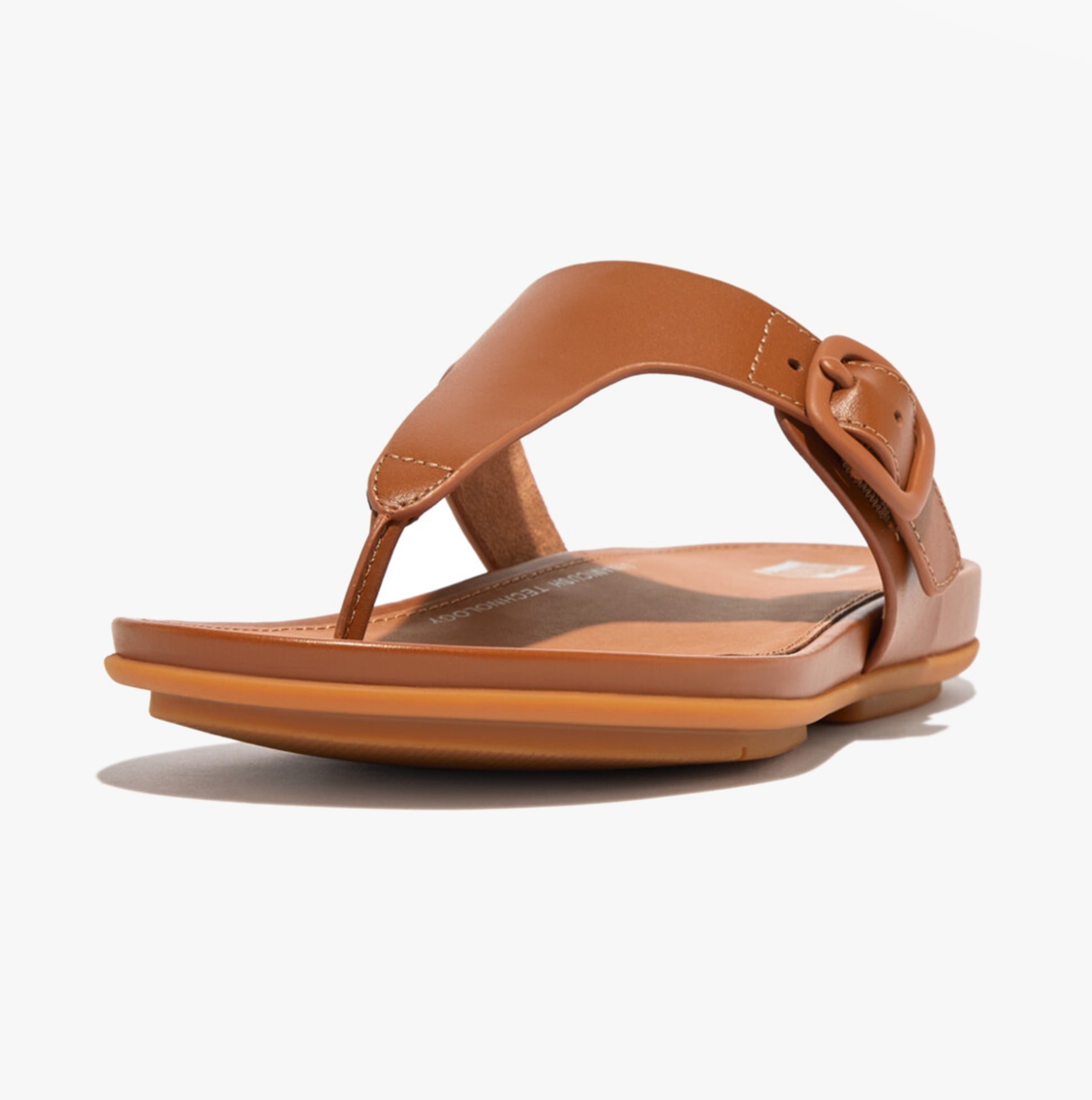 FitFlop GRACIE RUBBER-BUCKLE LEATHER Womens Toe Post Light Tan
