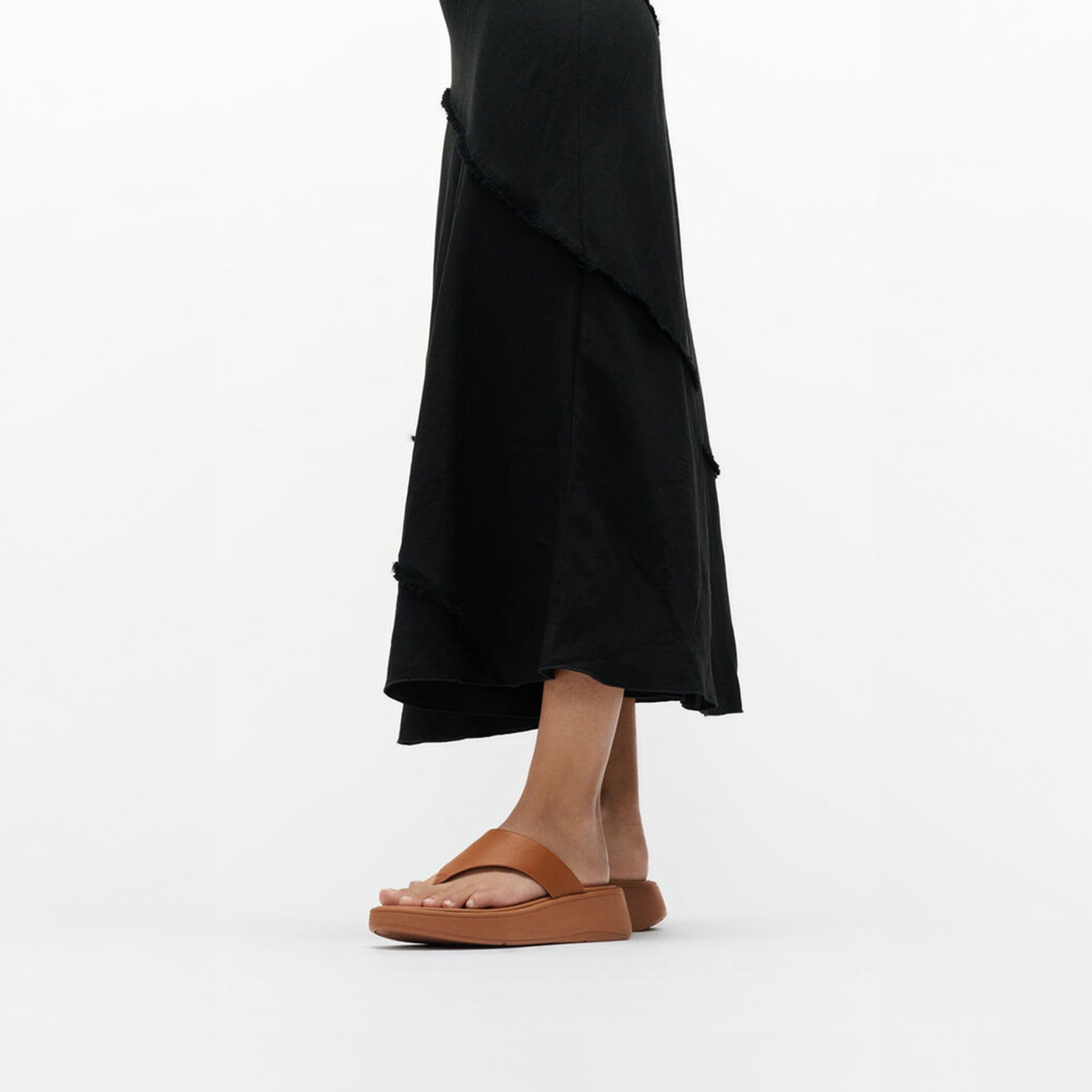 FitFlop F-MODE LEATHER FLATFORM Womens Toe Post Sandals Light Tan