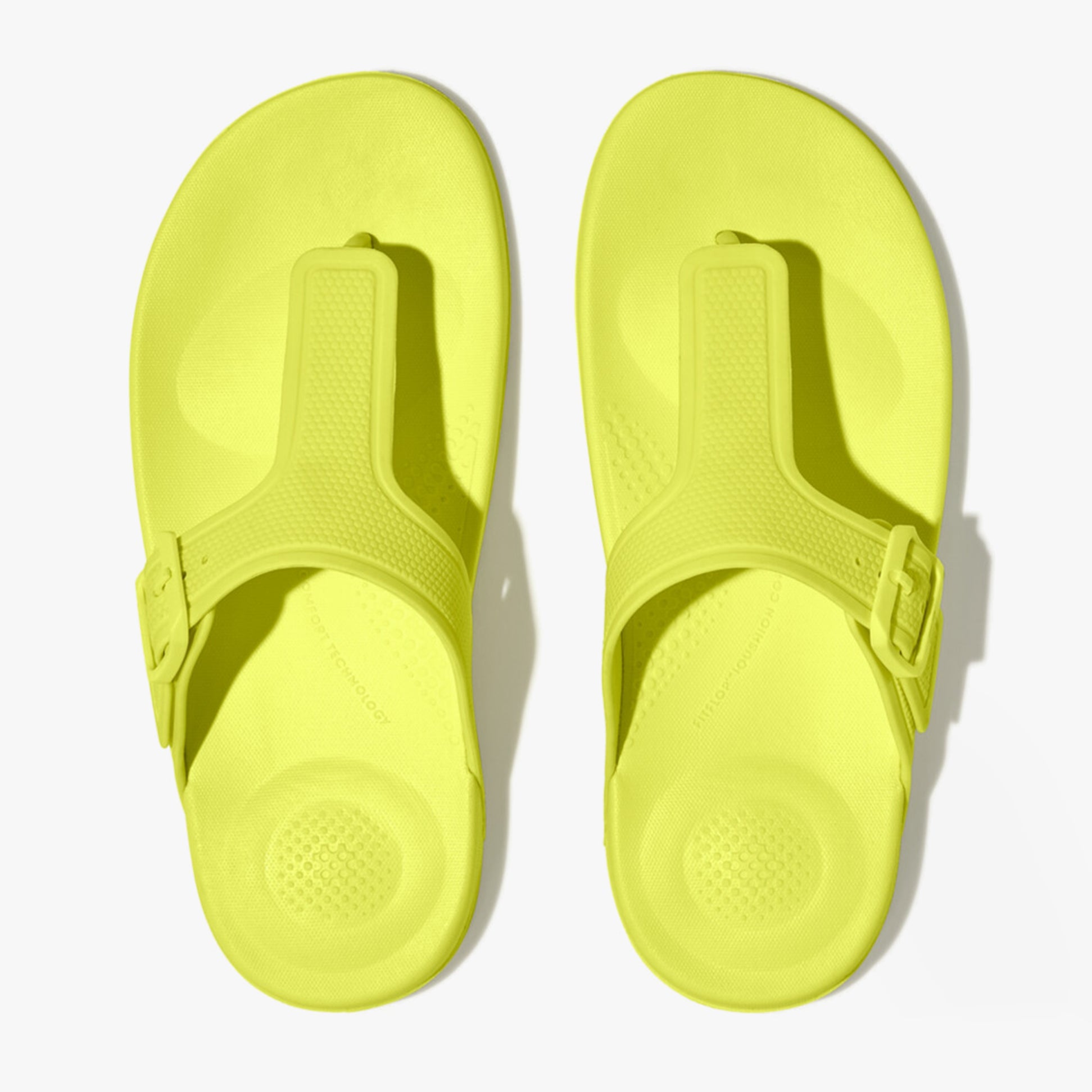 FitFlop iQUSHION ADJUSTABLE Womens Buckle Flip-Flops Electric Yellow