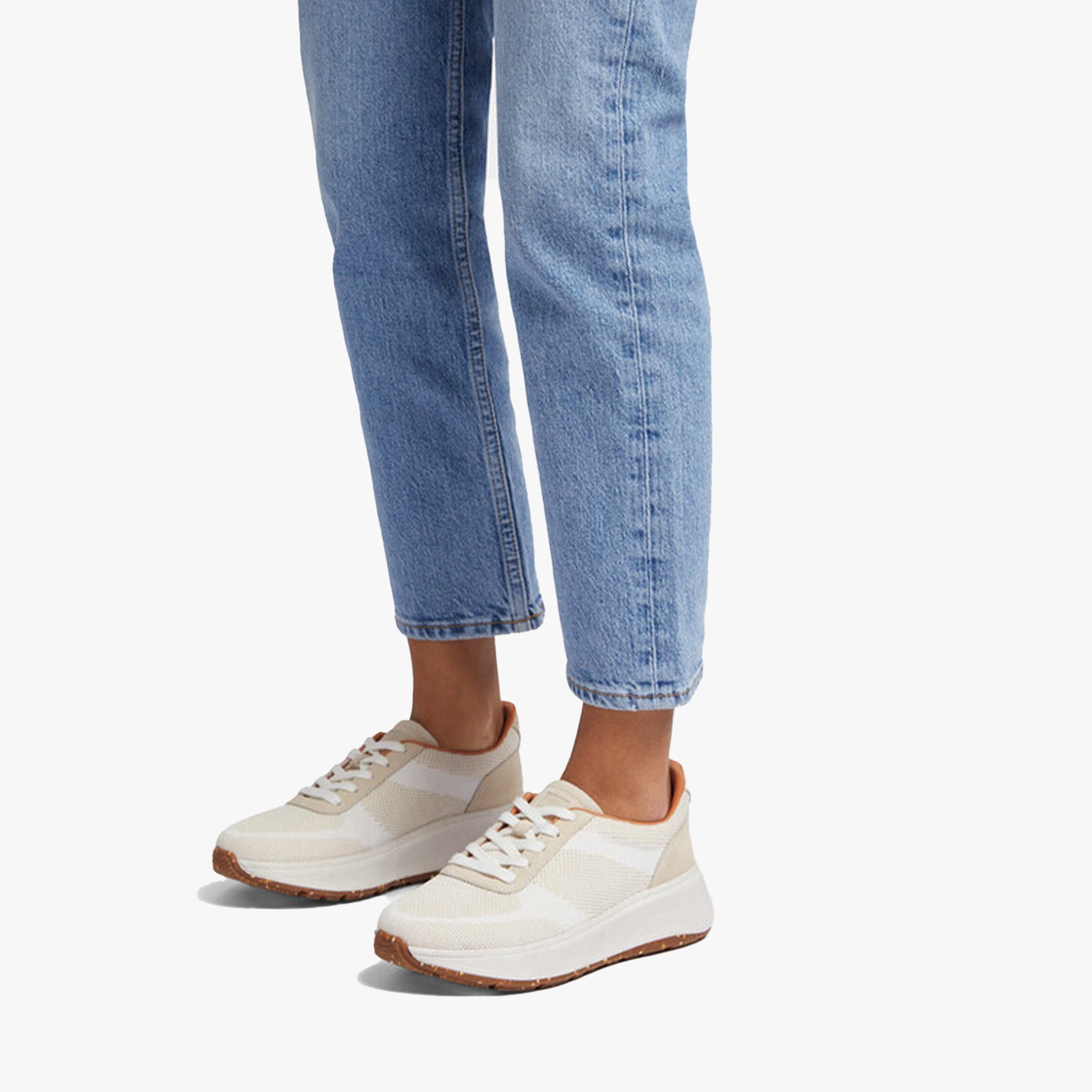 FitFlop F-MODE e01 KNIT FLATFORM Womens Trainers Urban White Mix