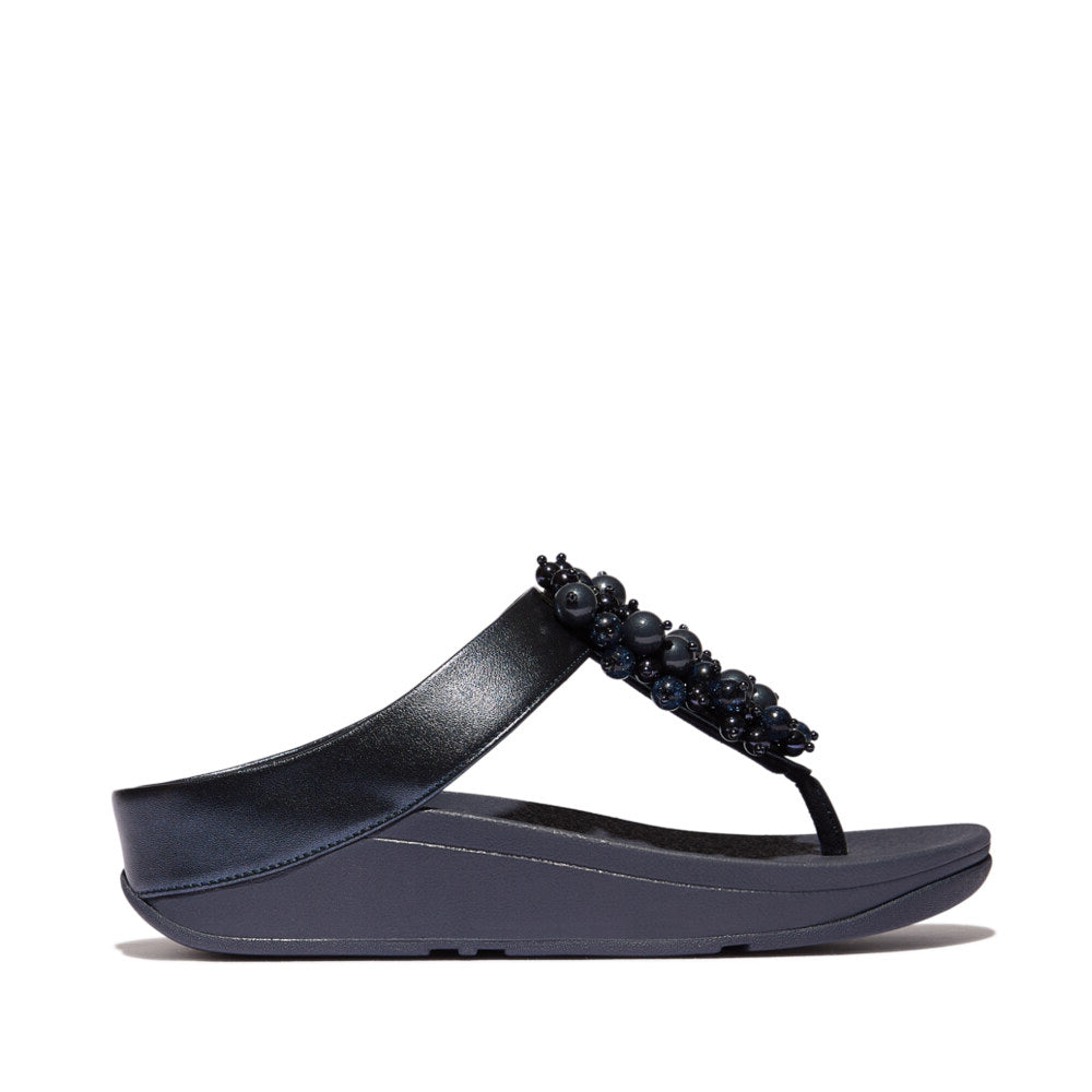 FitFlop FINO BAUBLE-BEAD Womens Toe Post Sandals Midnight Navy