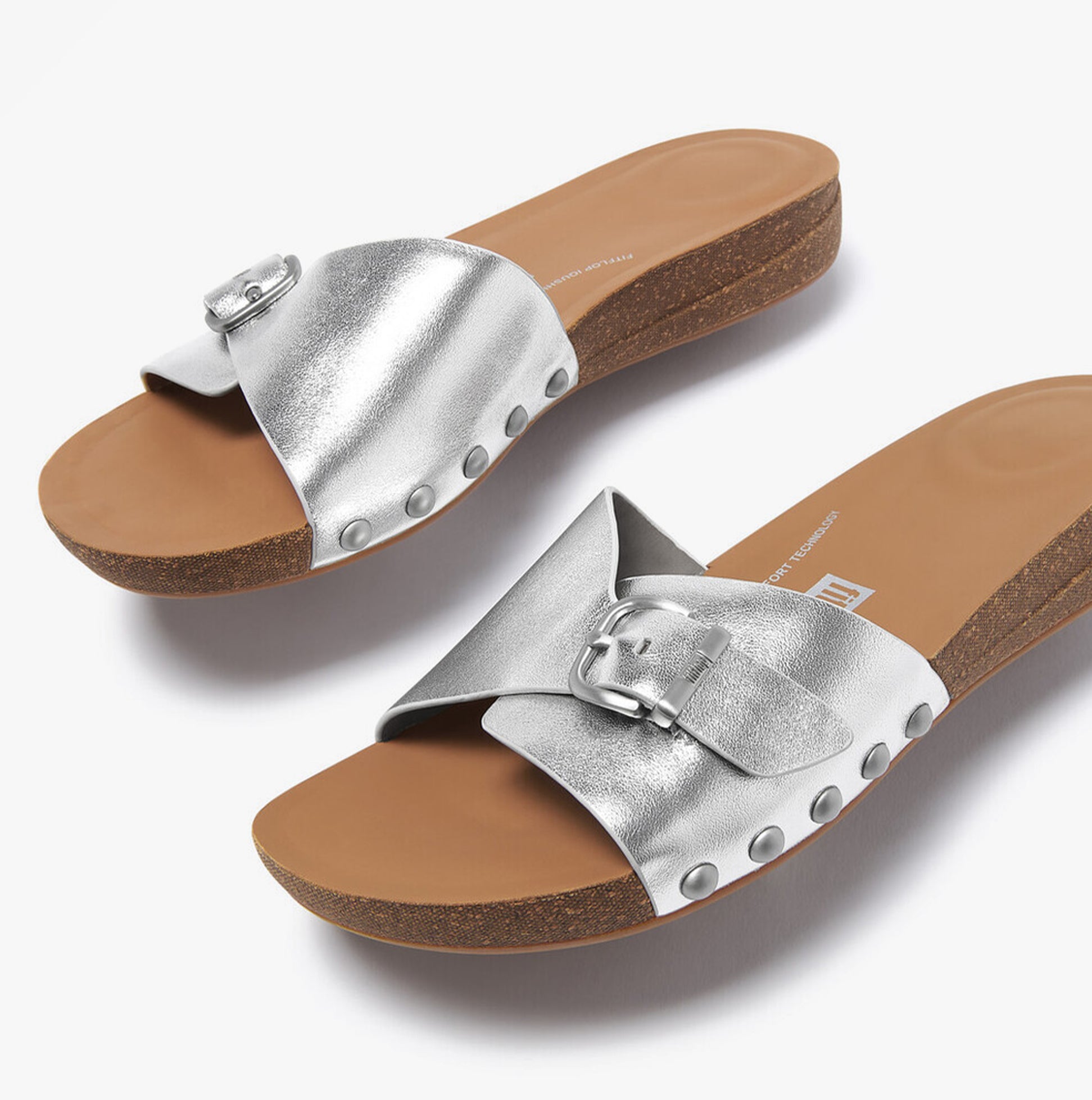 FitFlop iQUSHION ADJUSTABLE METALLIC Womens Slides Silver