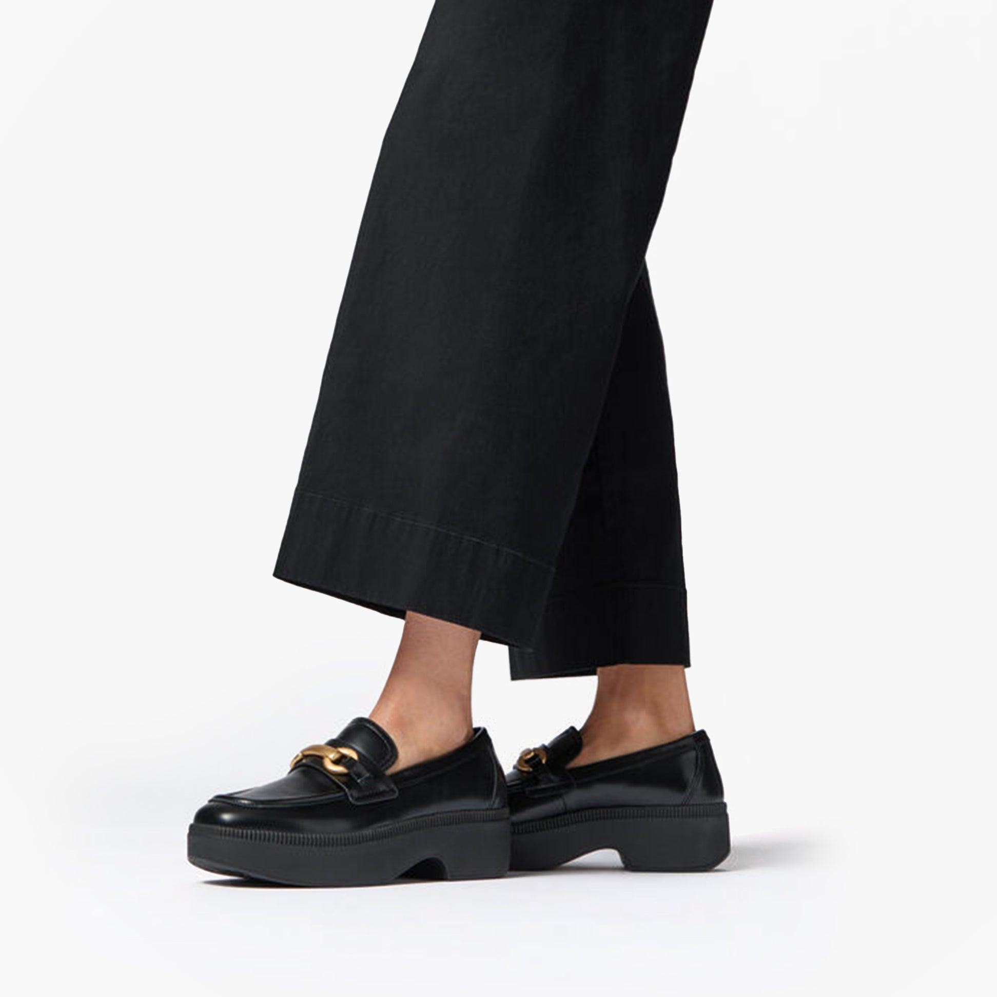 FitFlop F-LUMA CHUNKY SNAFFLE Womens Wedge Loafers Black