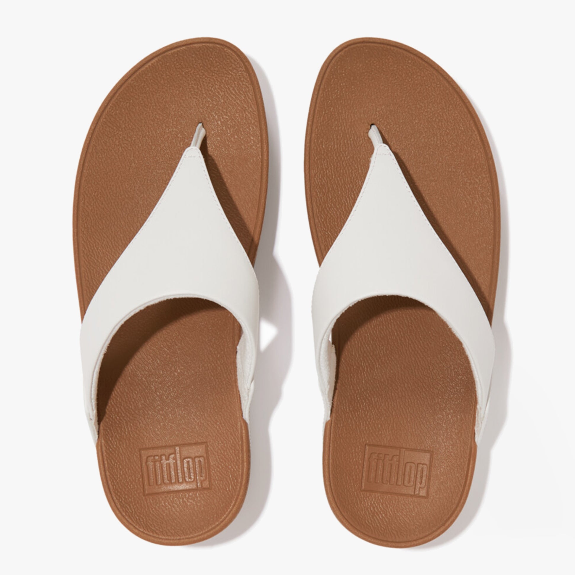 FitFlop LULU Womens Leather Toe Post Sandals White