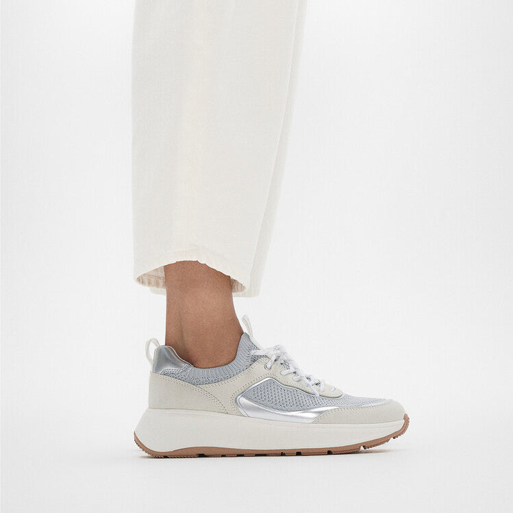 FitFlop F-MODE  SUEDE/KNIT Womens Trainers Urban White/French Grey