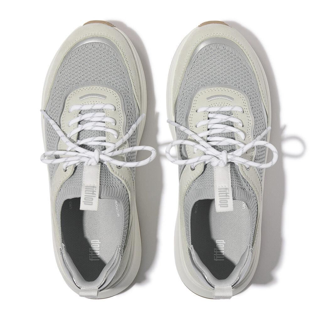 FitFlop F-MODE  SUEDE/KNIT Womens Trainers Urban White/French Grey
