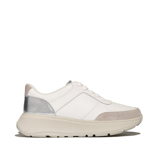 F-MODE LEATHER Womens Trainers Urban White/Silver