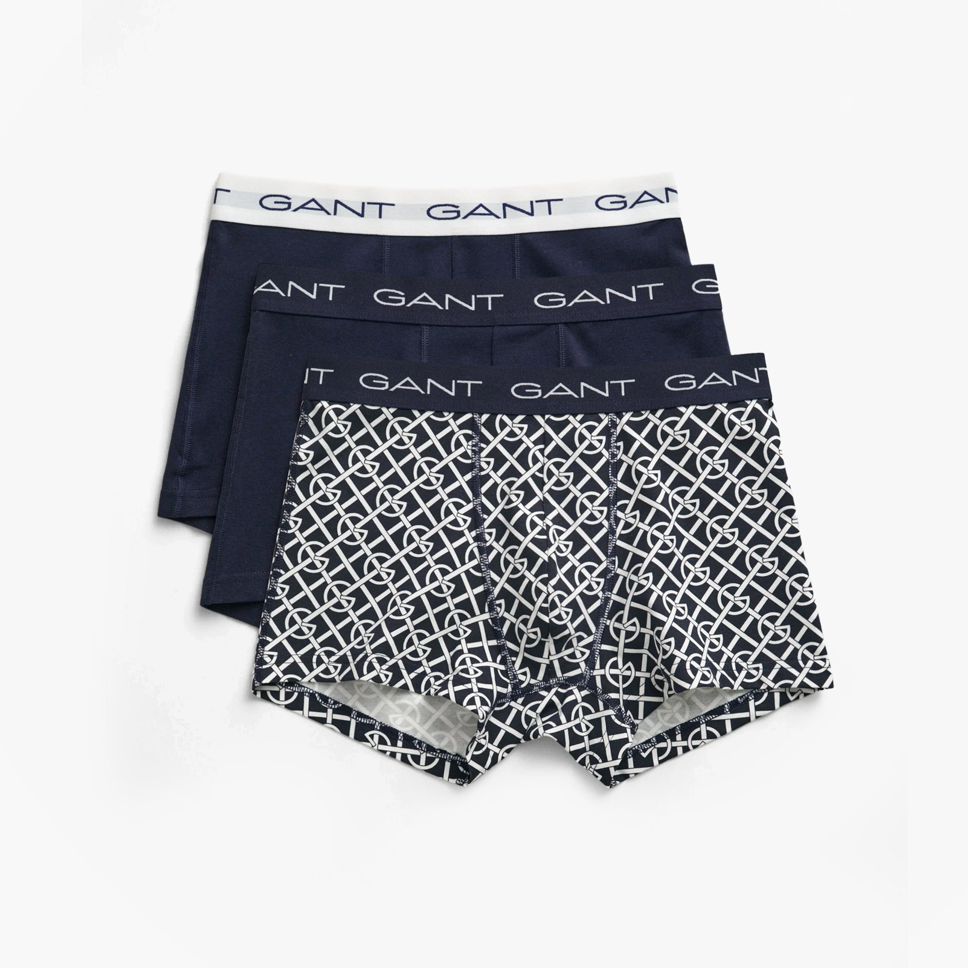 GANT G PATTERN Mens Trunks 3-Pack Evening Blue