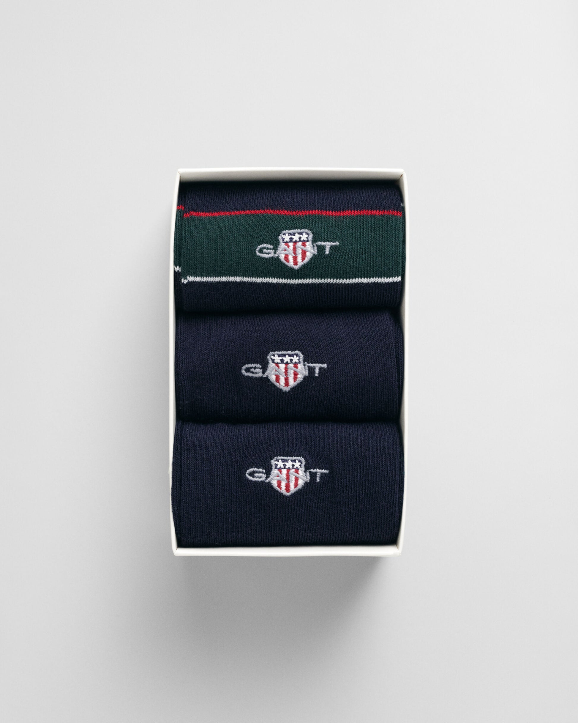 GANT SHIELD TIE STRIPE SOCKS 3-Pack Mens Tartan Green