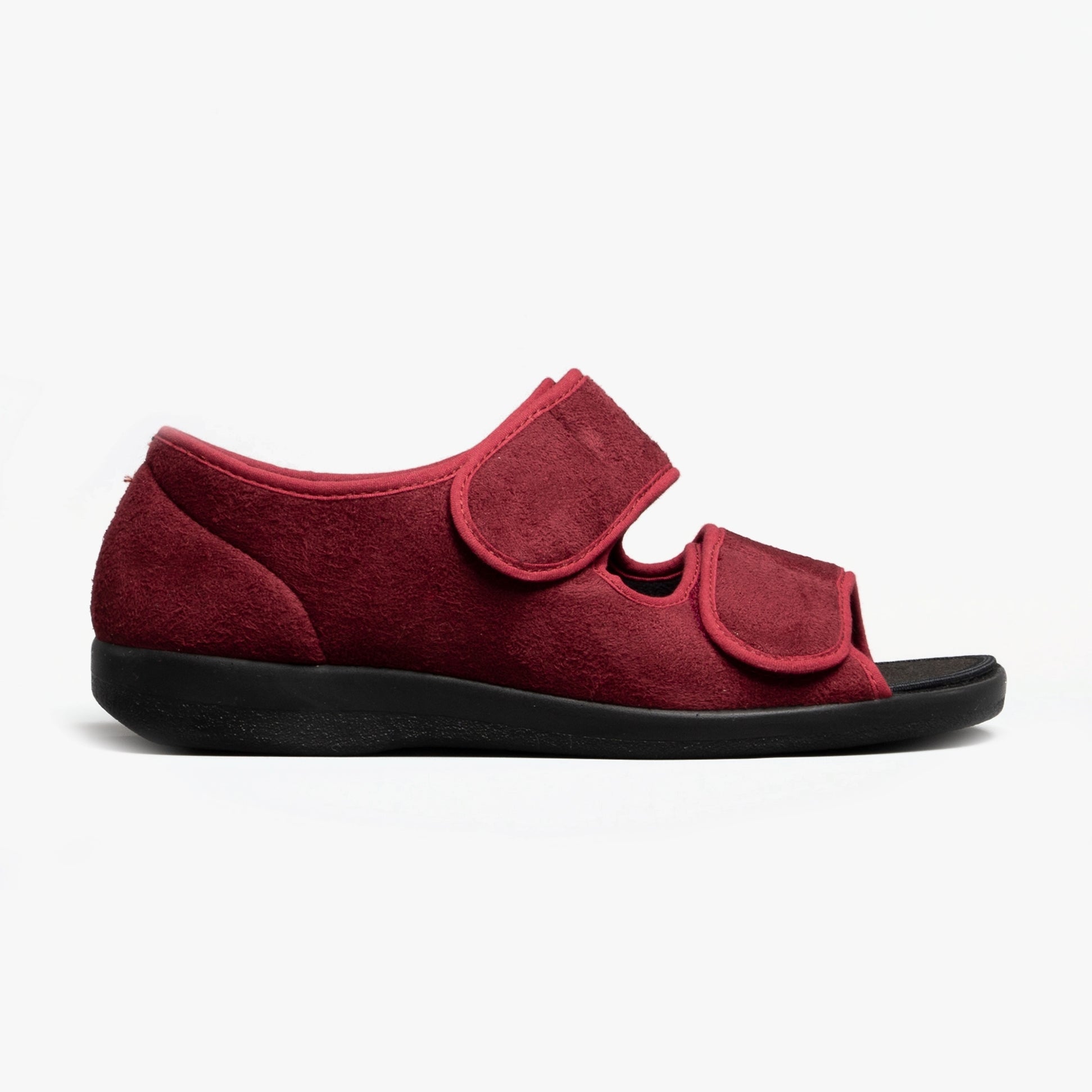 GBS Med BROMPTON Unisex Wide Fit Slippers Burgundy