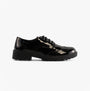 GEOX JR CASEY Girls Patent Brogue School Shoes Black