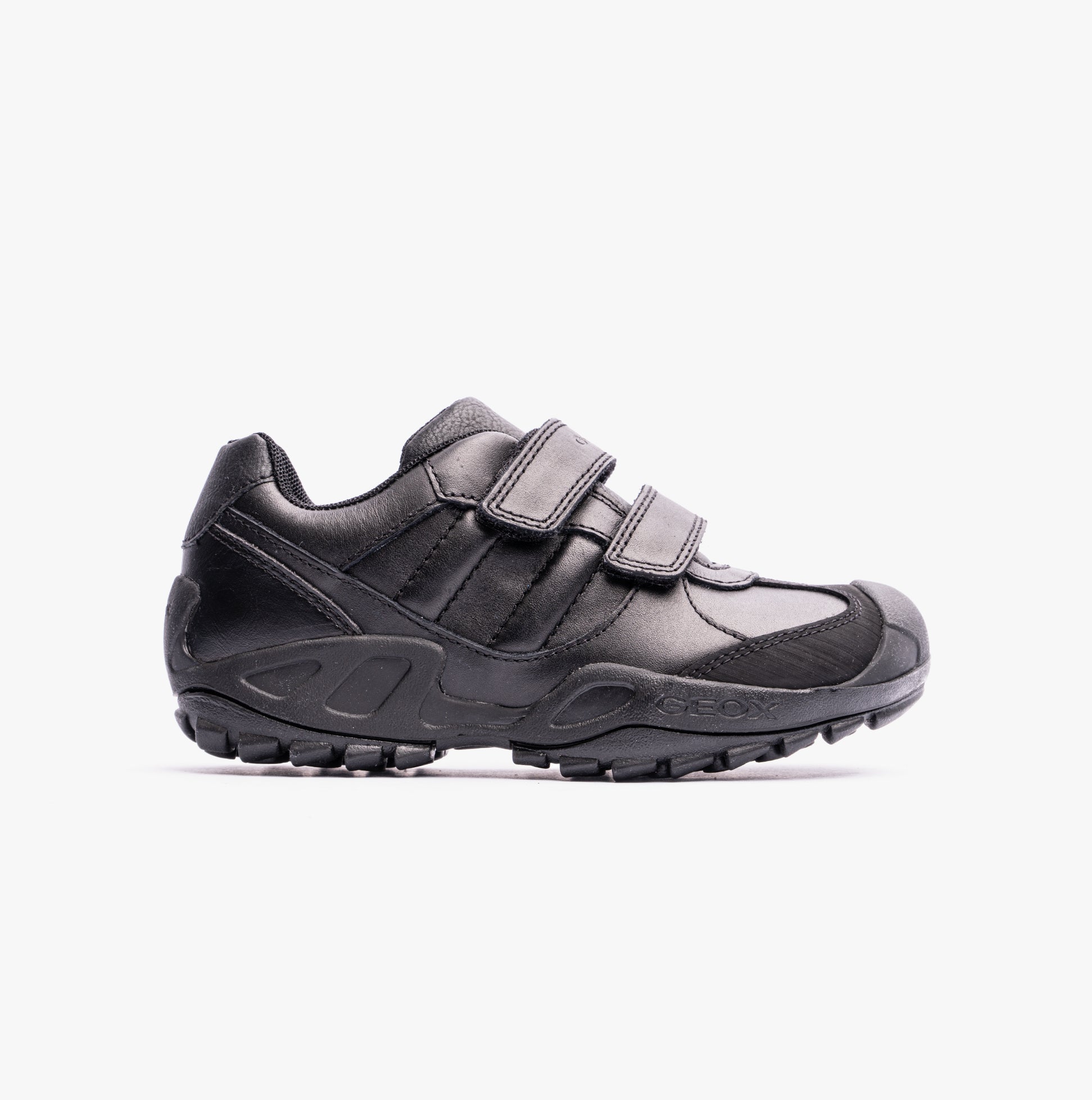 GEOX N.SAVAGE B B Boys Leather Touch Fasten School Shoes Black