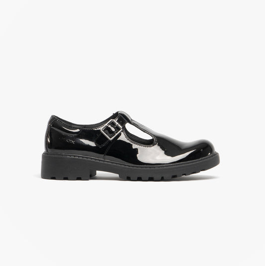 GEOX CASEY Girls School Shoes Patent Black