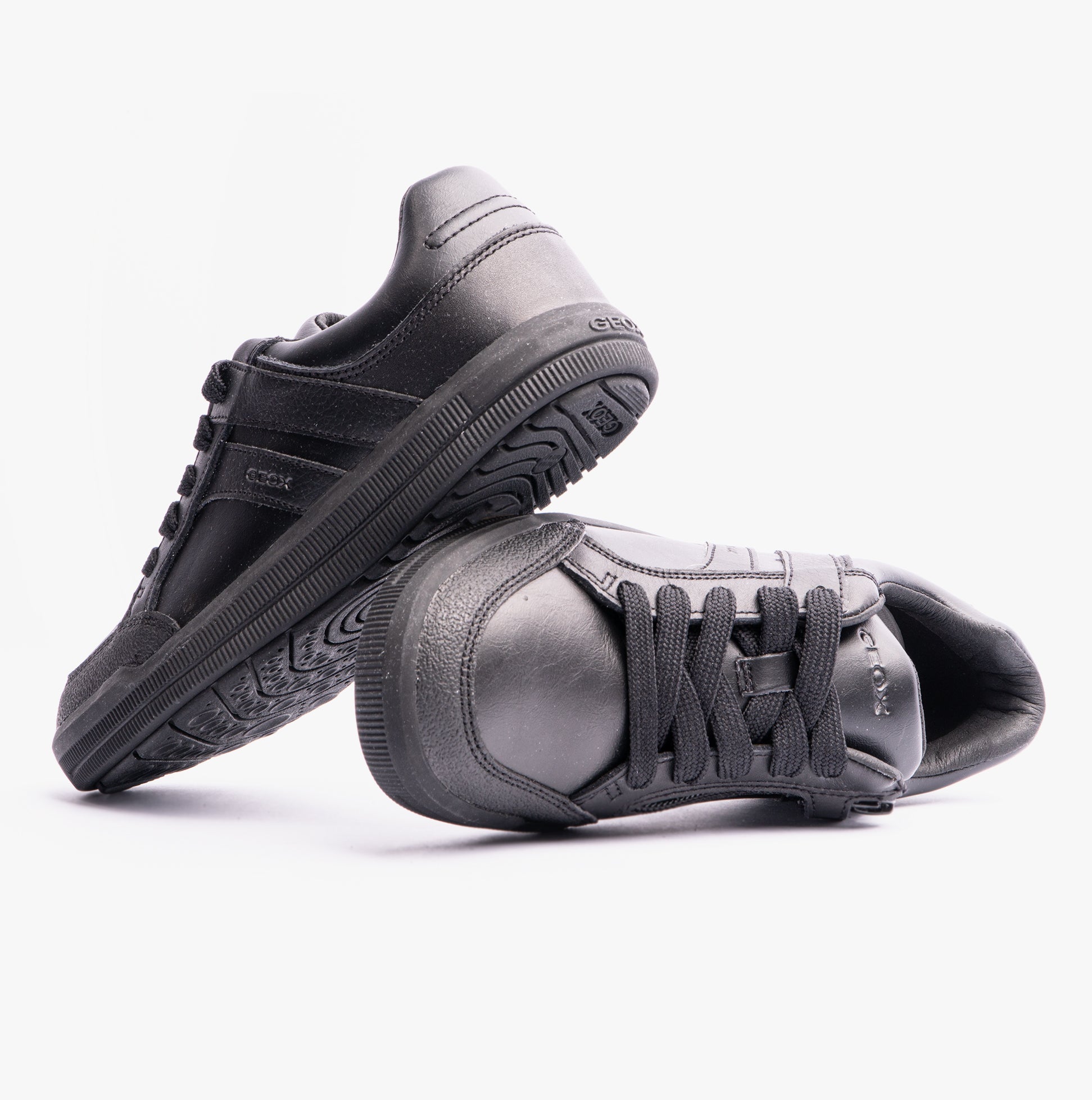 GEOX ARZACH Boys Lace-Up Black School Shoes