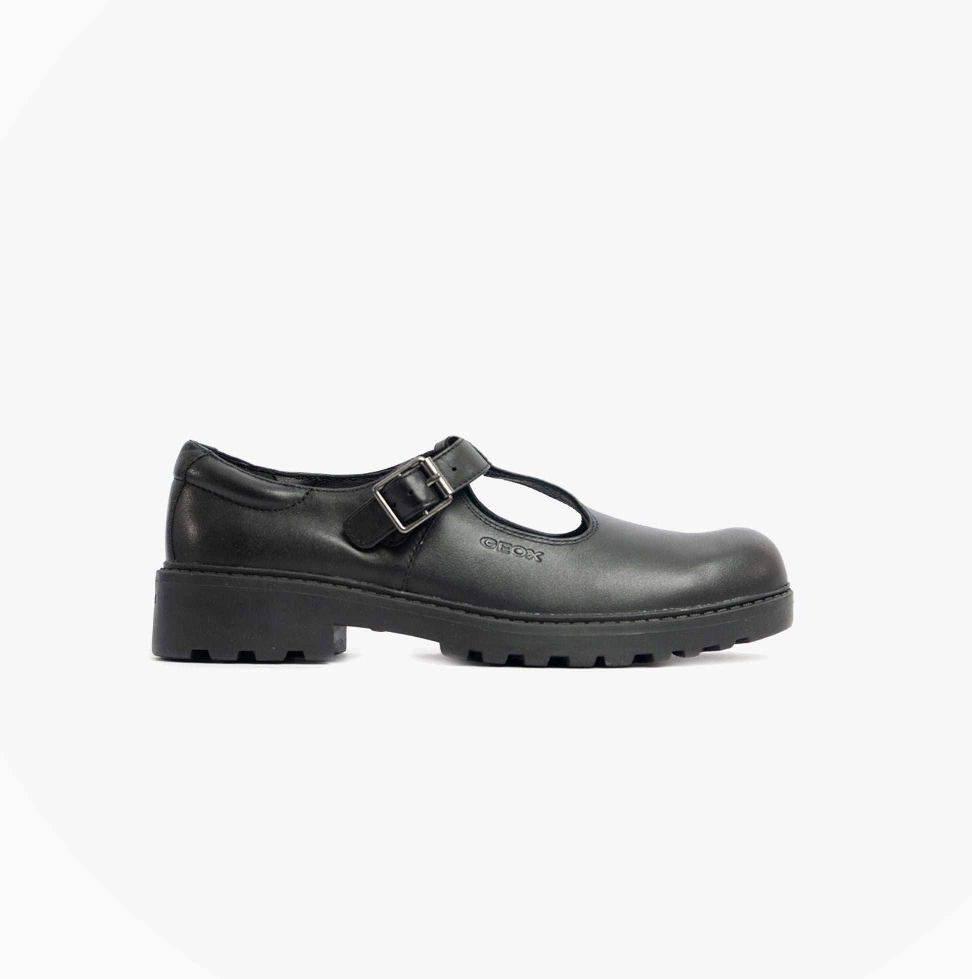 GEOX CASEY Girls Matte Black School Shoes