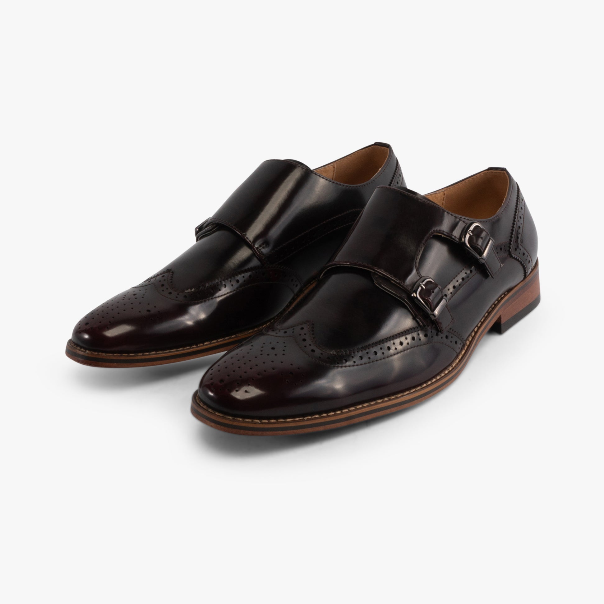 Goor JOSEPH Mens Mens Brogue Monk Shoes Oxblood