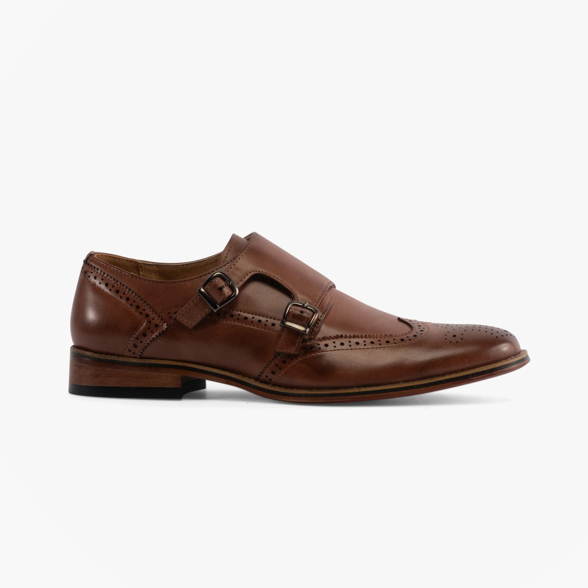 Goor JOSEPH Mens Mens Brogue Monk Shoes Brown