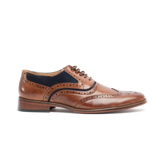 Goor GRANT Mens Two Tone Brogues Dark Tan/Navy