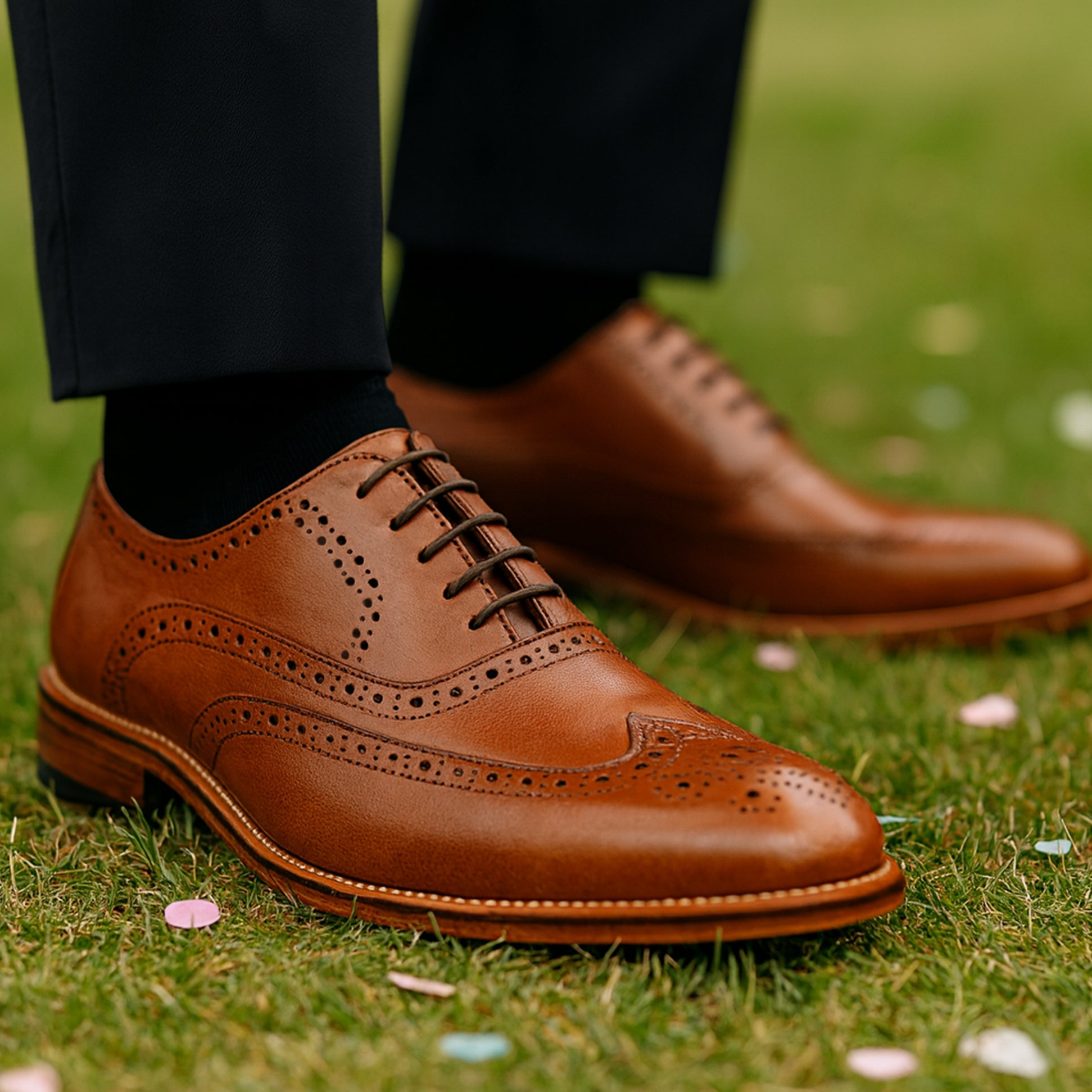 Goor MASON Mens Wingtip Brogues Brown