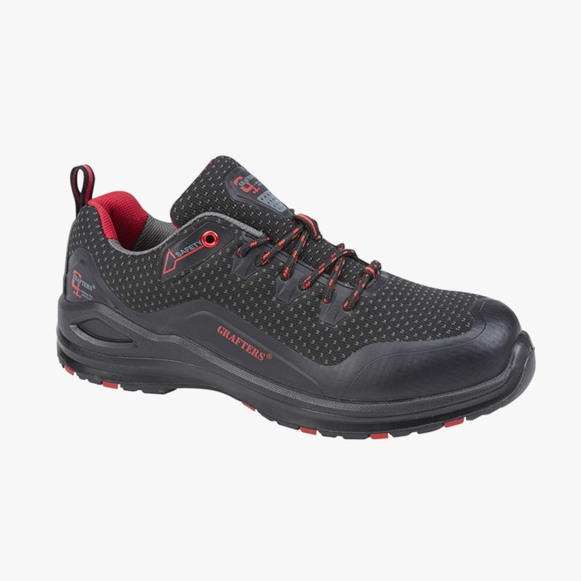 Grafters M320A Mens Composite Toe Safety Trainers Black/Red