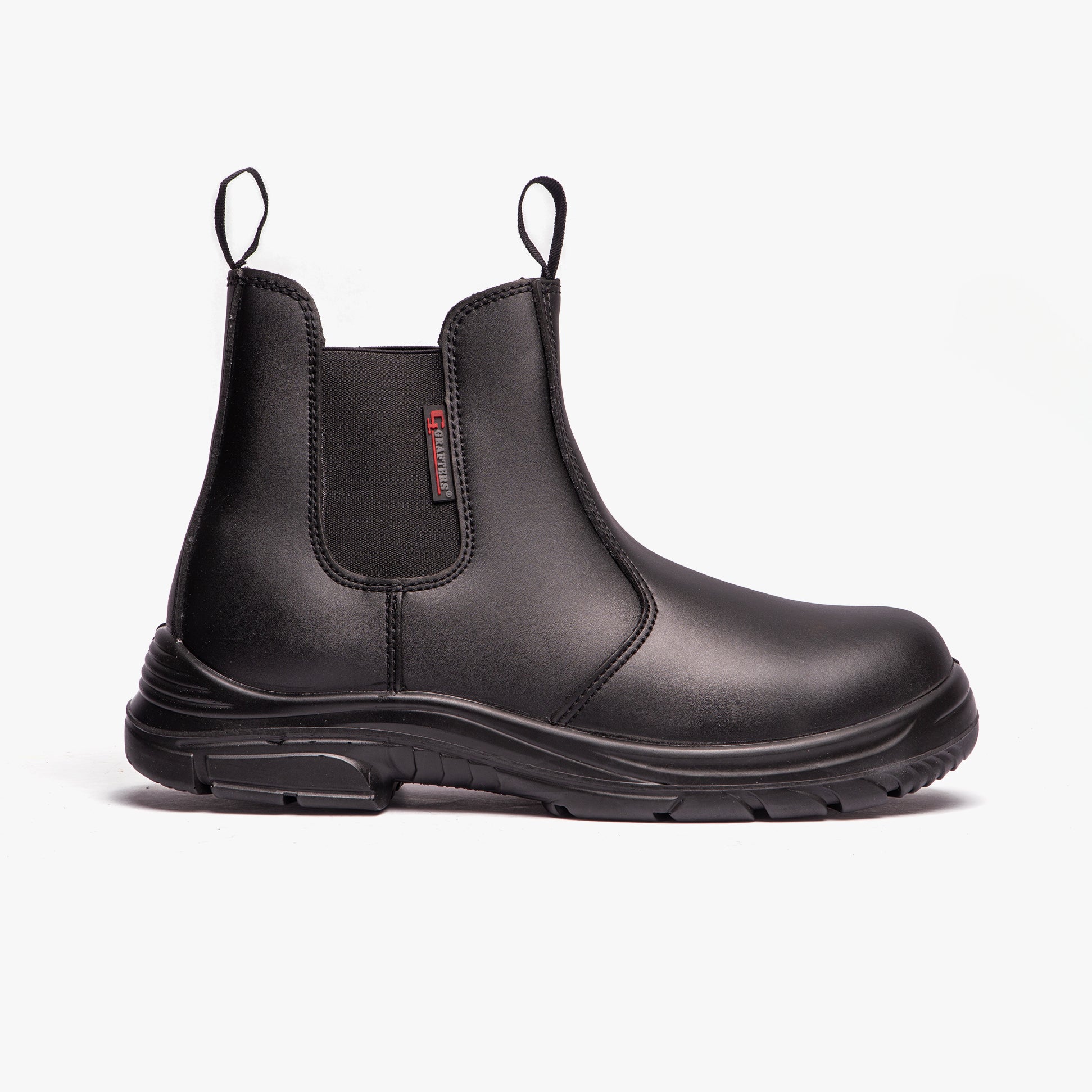 Grafters M9502A Mens Leather Super Wide Dealer Safety Boots Black