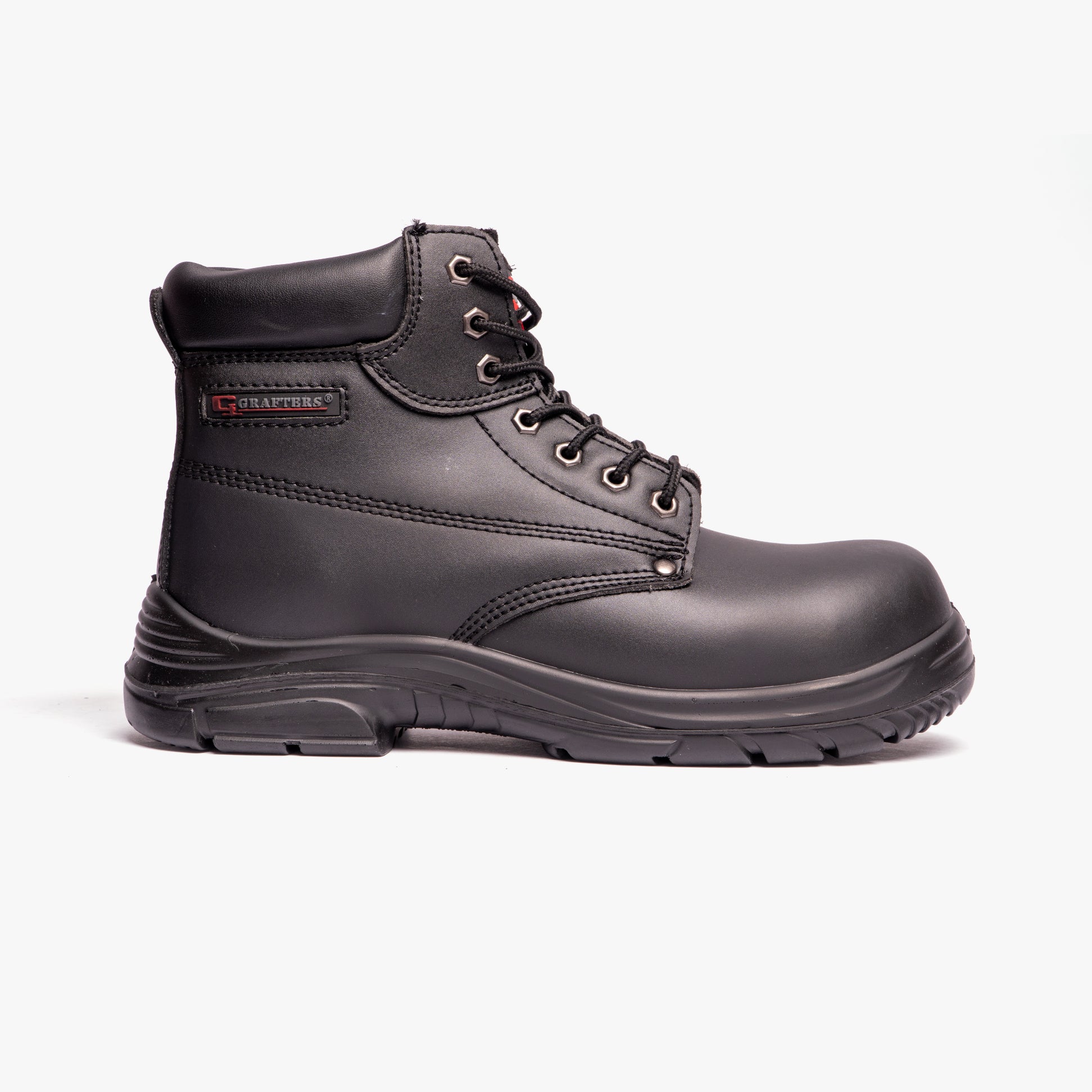 Grafters M9503A Mens Leather Super Wide Ankle Safety Boots Black