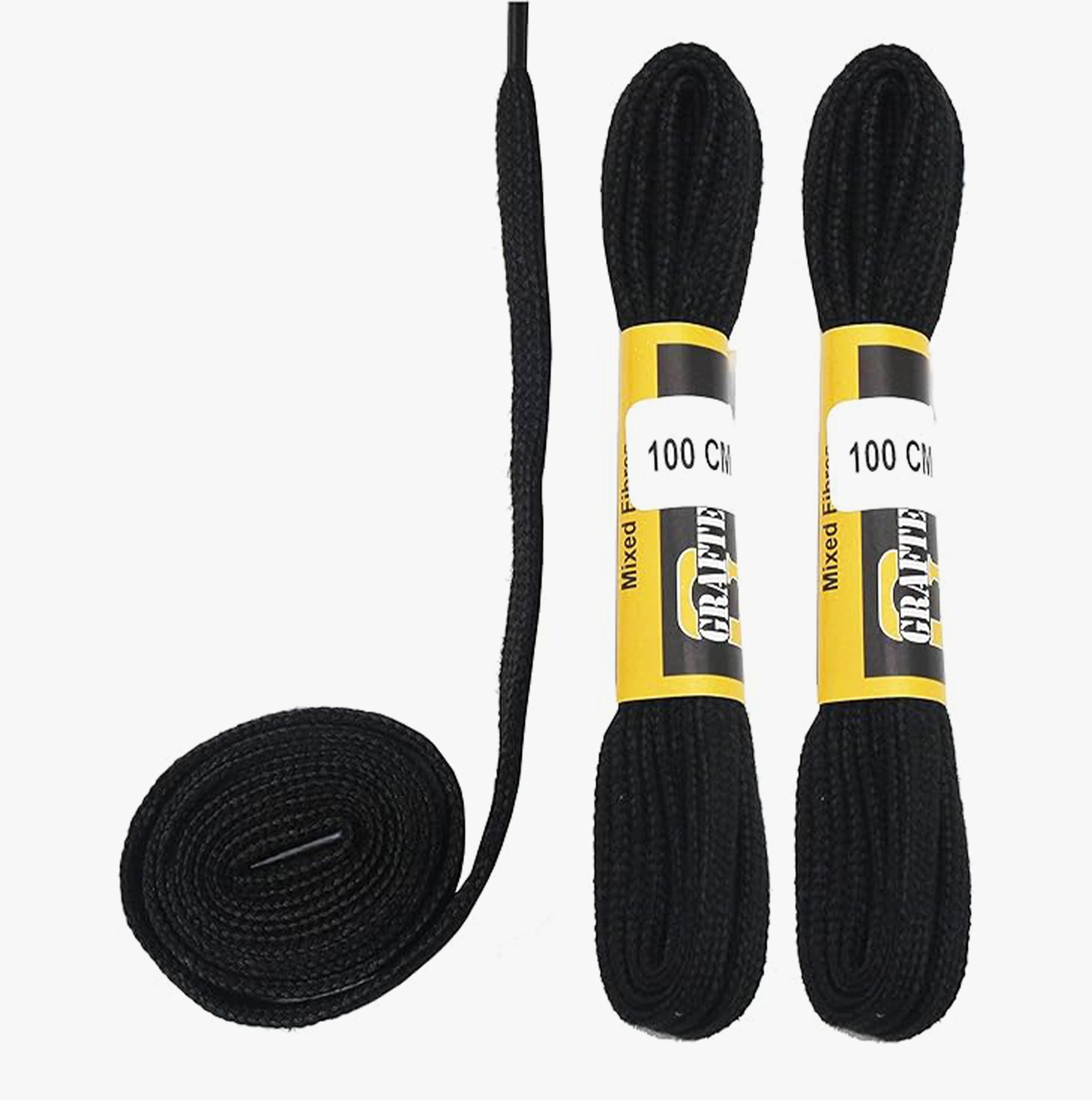 Grafters 100cm Flat Trainer Laces Black (1 Pair)
