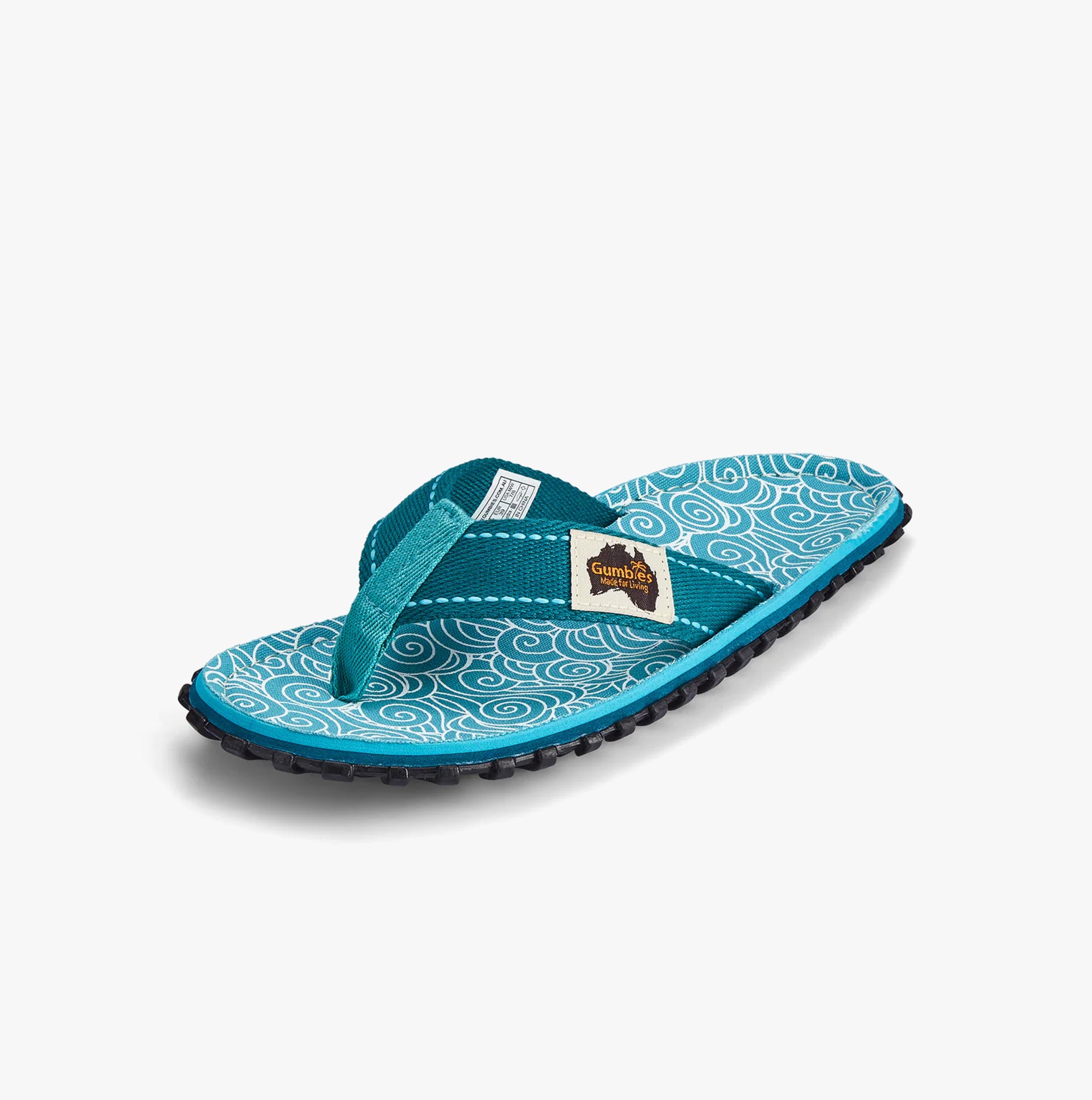 Gumbies ISLANDER Womens Recycled Flip-Flops Turquoise Swirls