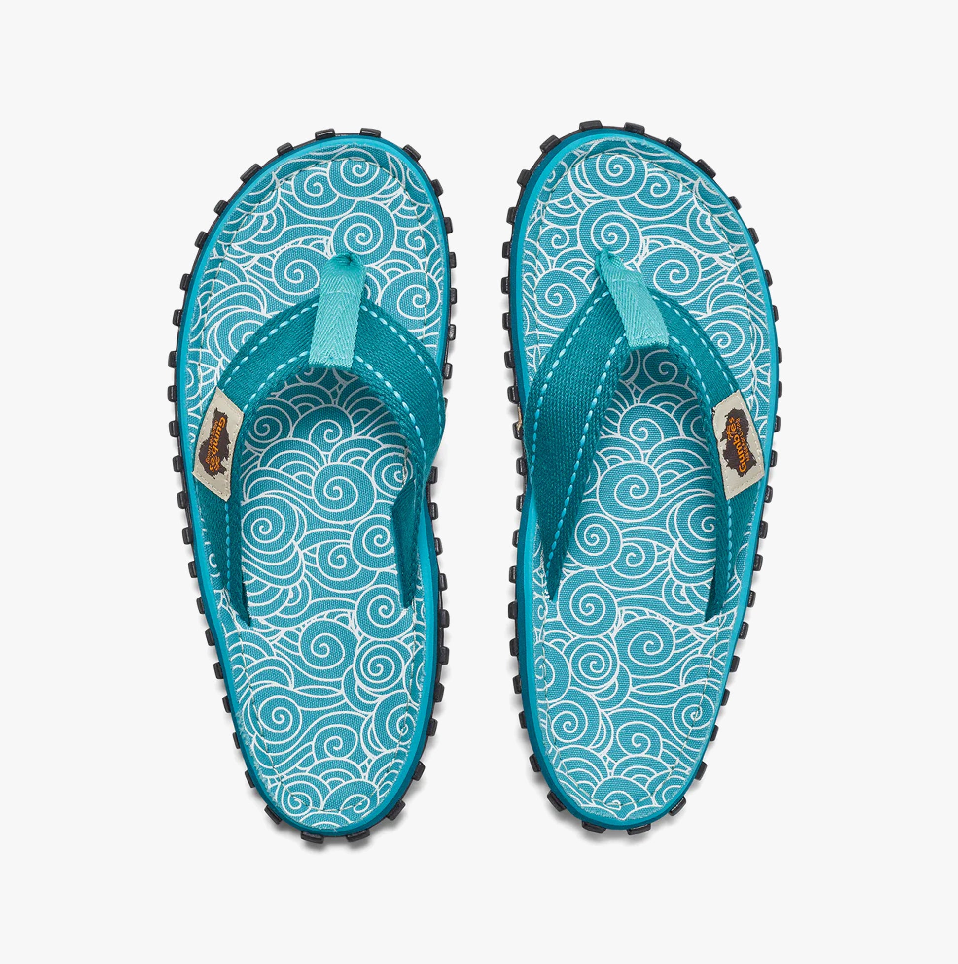 Gumbies ISLANDER Womens Recycled Flip-Flops Turquoise Swirls