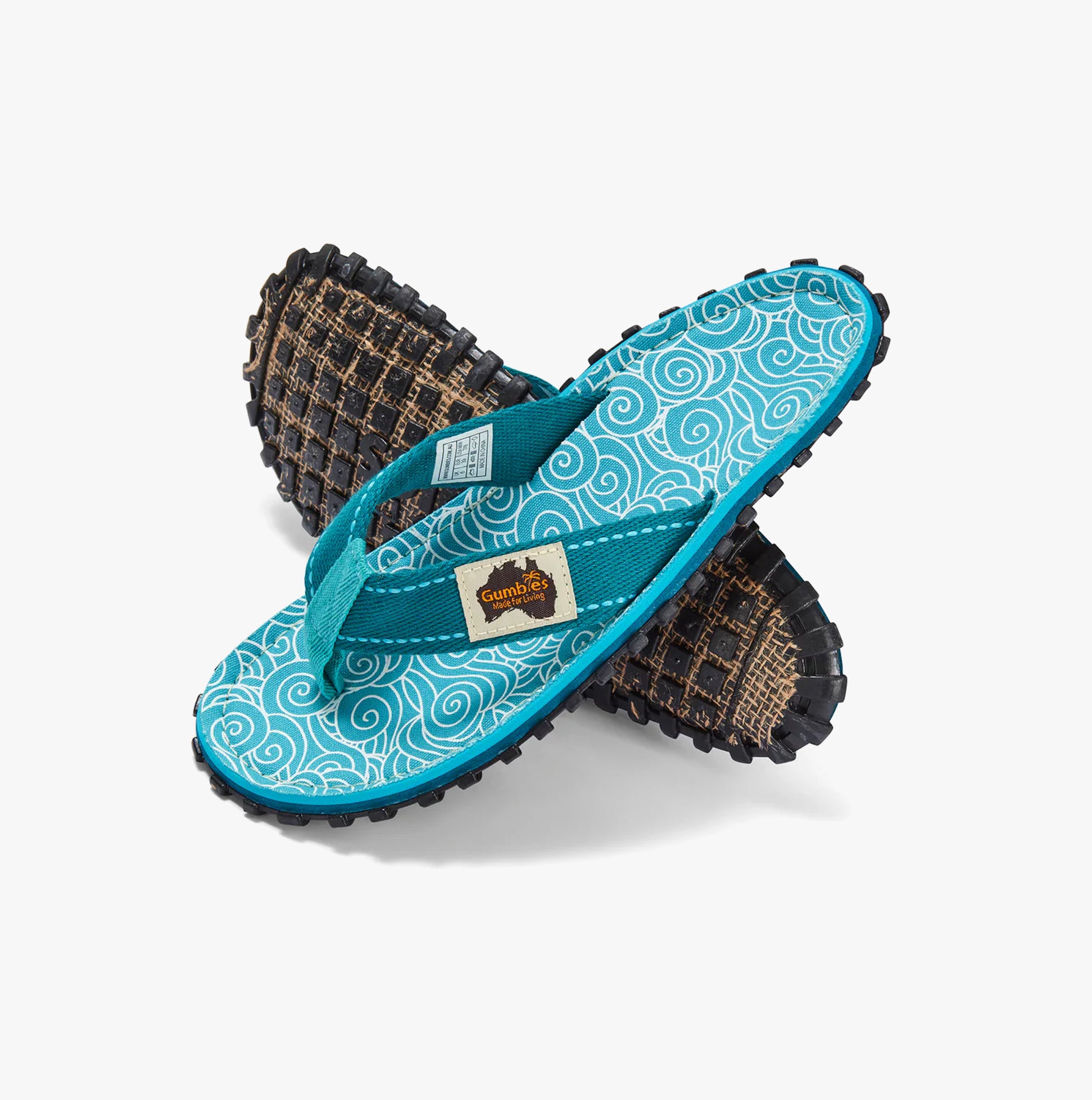 Gumbies ISLANDER Womens Recycled Flip-Flops Turquoise Swirls