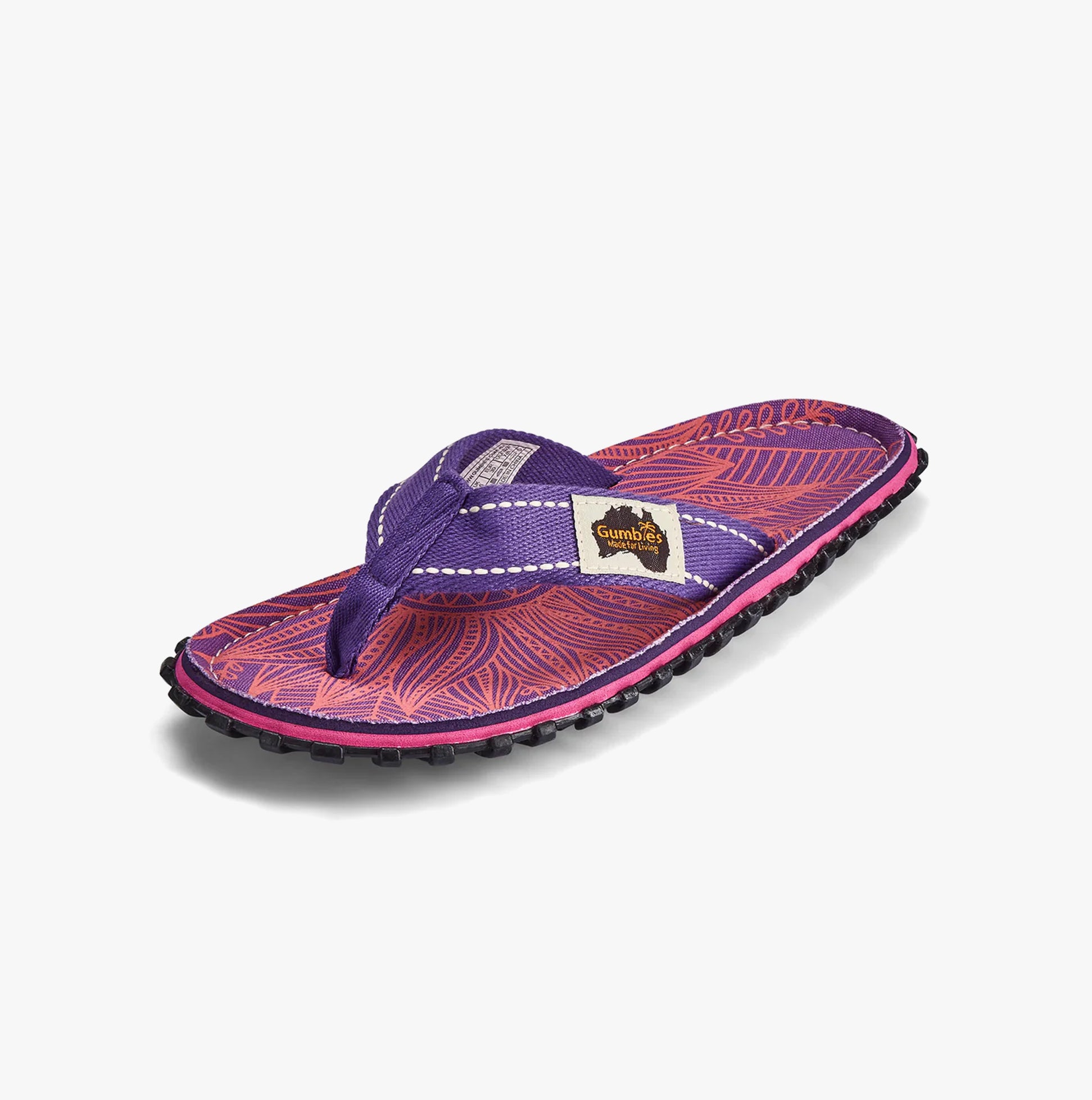 Gumbies ISLANDER Womens Recycled Flip-Flops Purple Sunflower