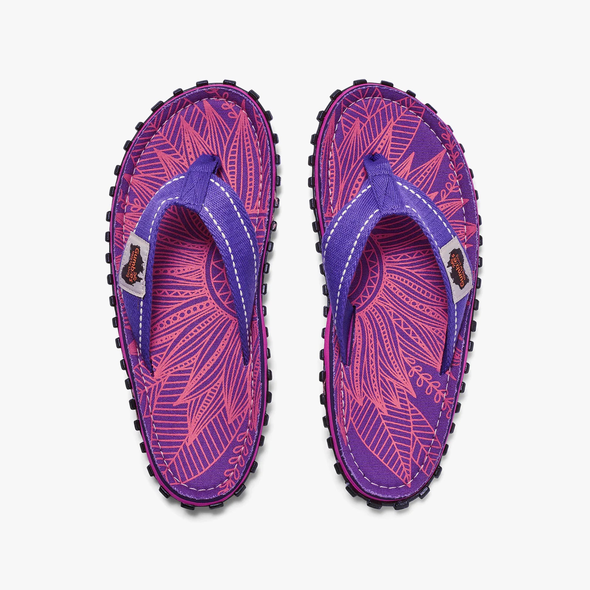 Gumbies ISLANDER Womens Recycled Flip-Flops Purple Sunflower
