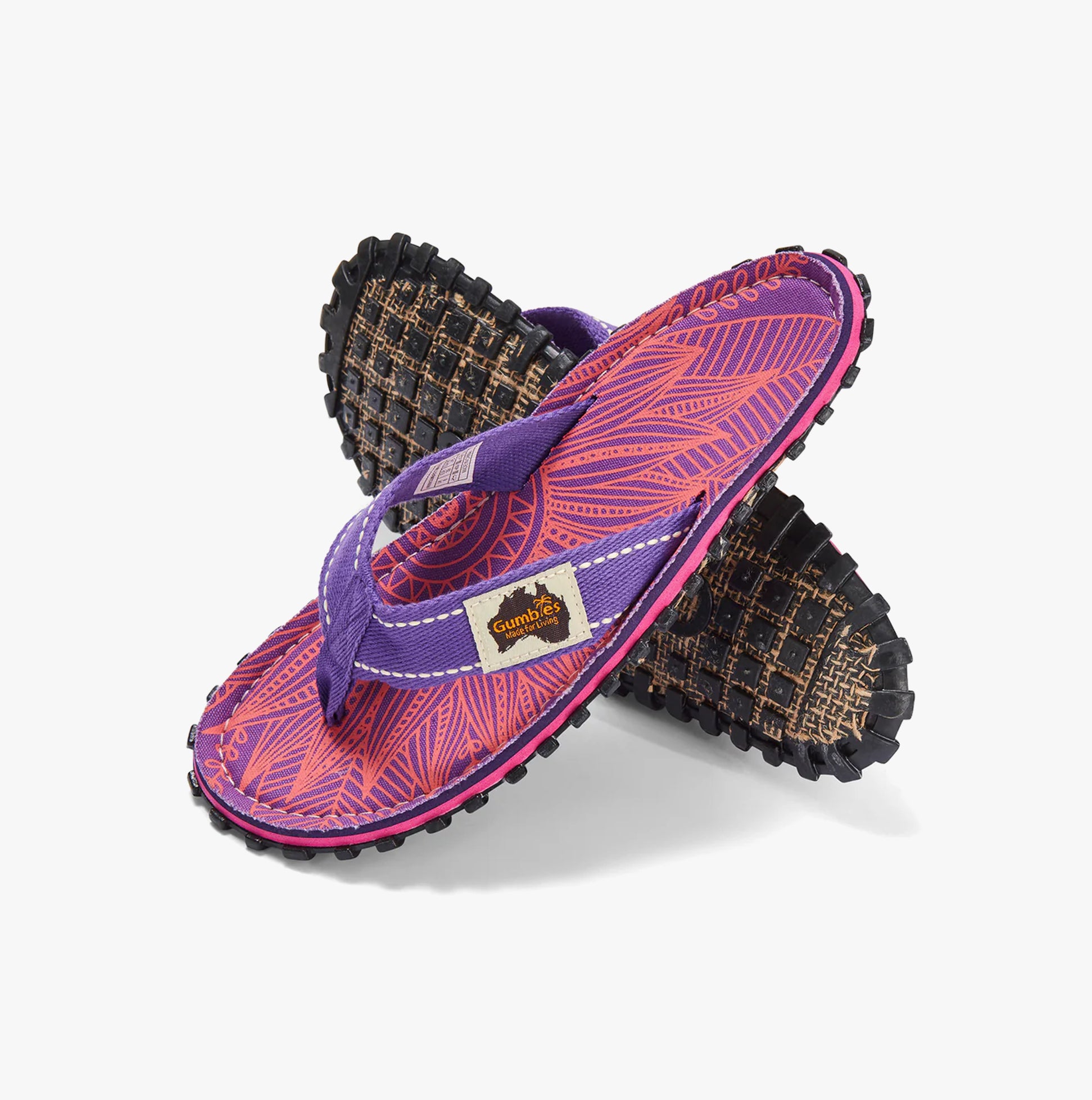 Gumbies ISLANDER Womens Recycled Flip-Flops Purple Sunflower