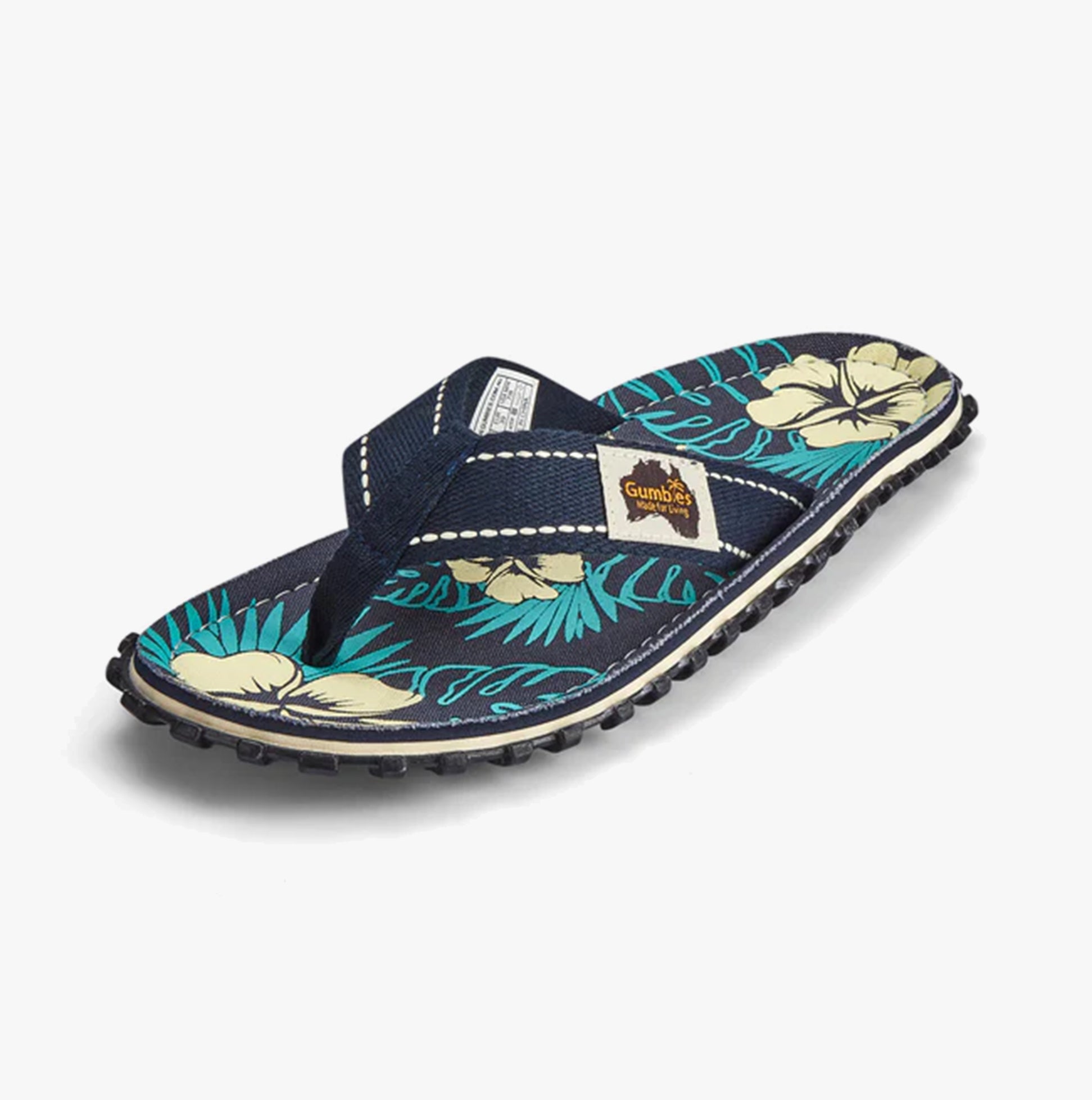 Gumbies ISLANDER Unisex Recycled Flip-Flops Blue Hibiscus