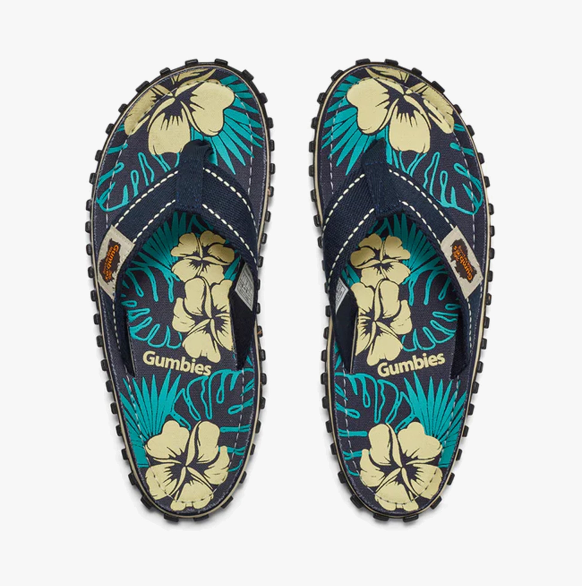 Gumbies ISLANDER Unisex Recycled Flip-Flops Blue Hibiscus
