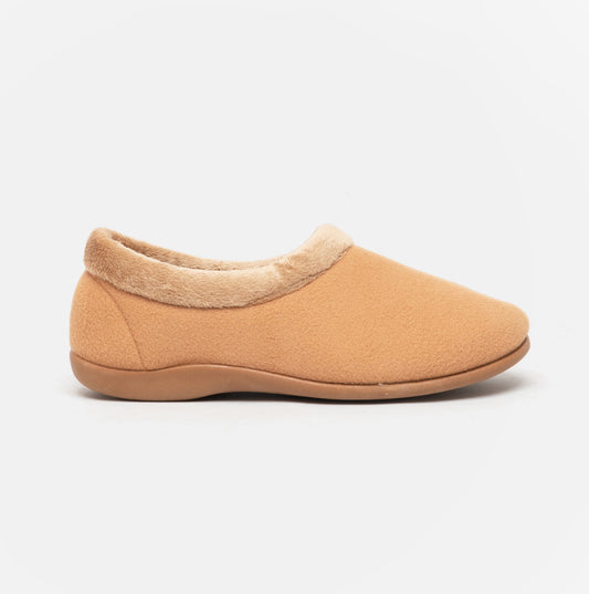 HOS Comfort TINA Womens Full Felt Slippers Tan