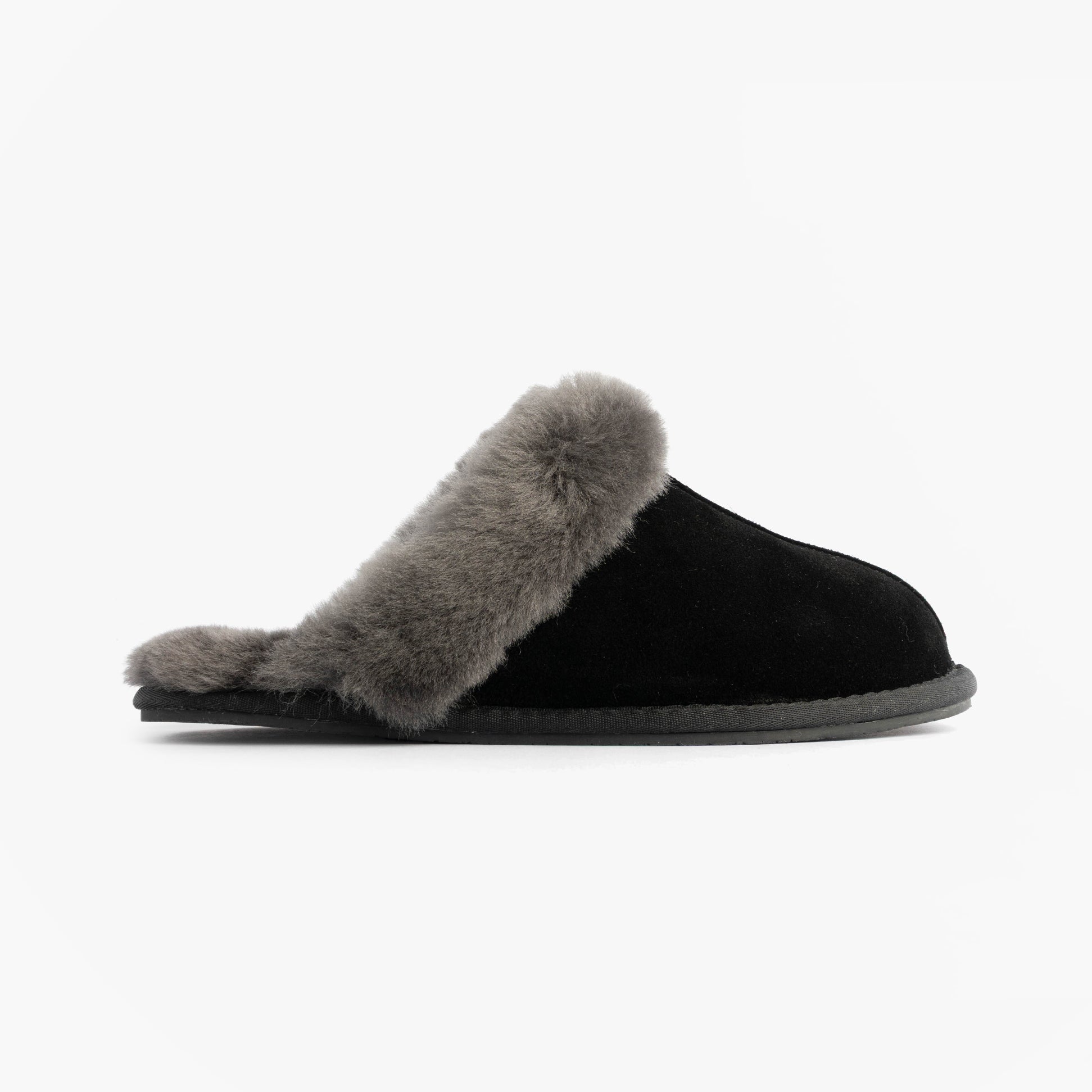 HOS Sheepskin AYLA Womens Real Sheepskin Mule Slippers Black
