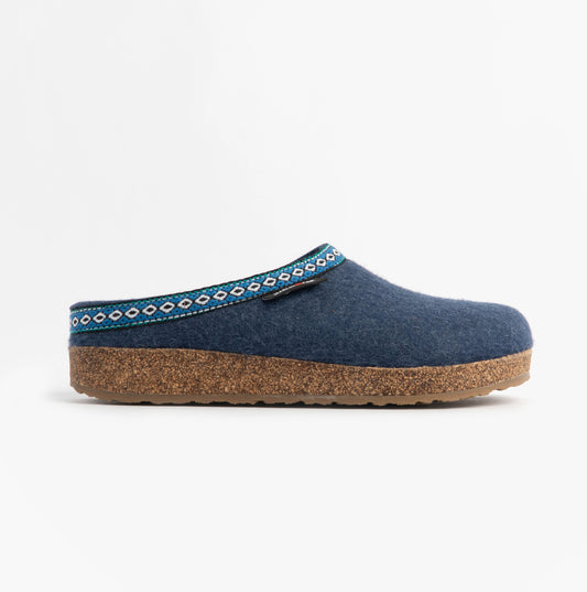 Haflinger FRANZL Womens Felt Clogs Jeans Blue
