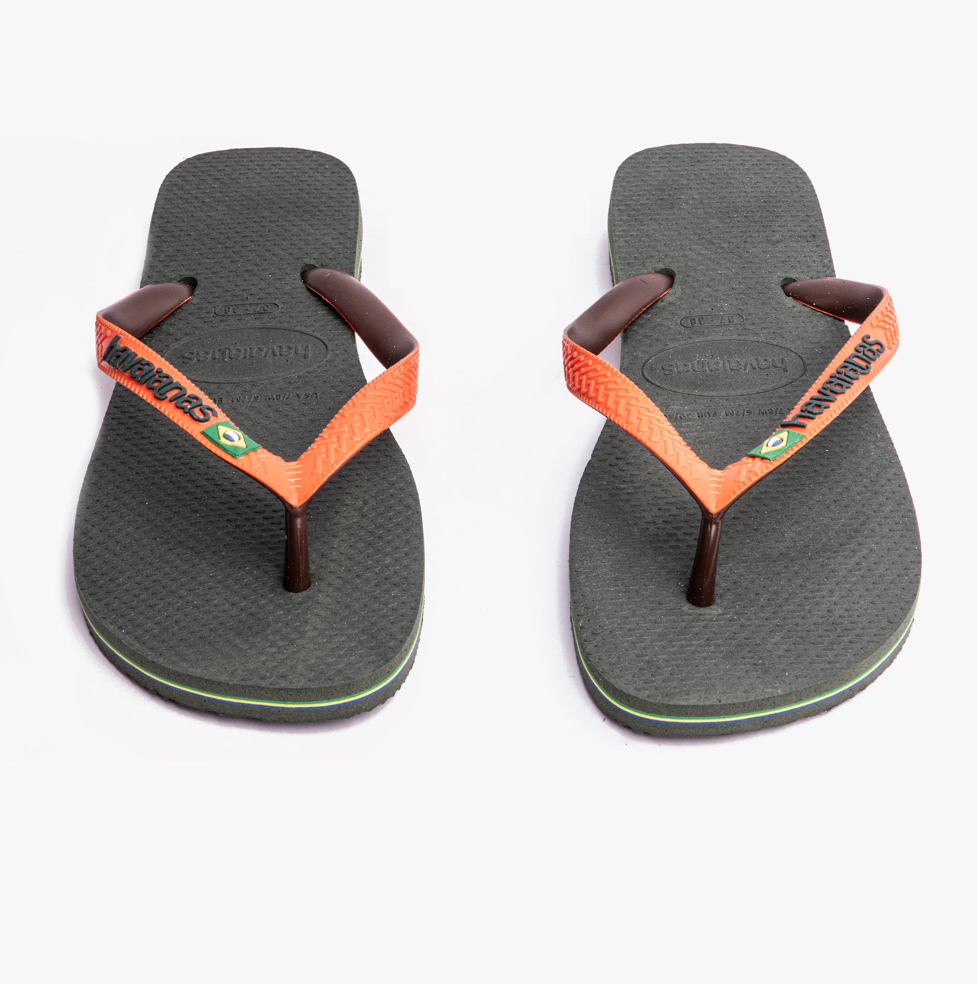 Havaianas BRASIL MIX Womens Sandals Olive Green/Sunset Orange