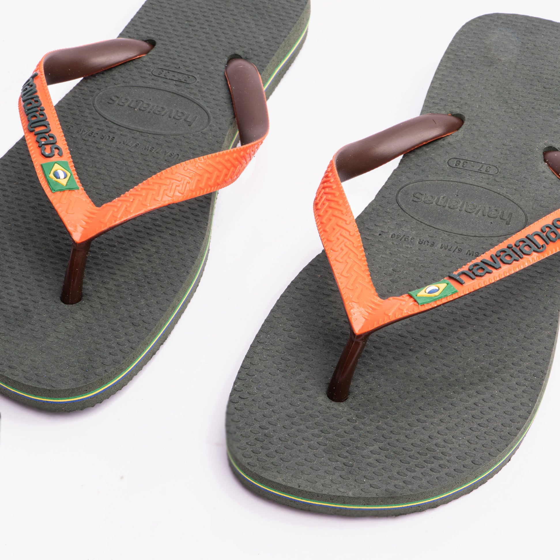 Havaianas BRASIL MIX Womens Sandals Olive Green/Sunset Orange