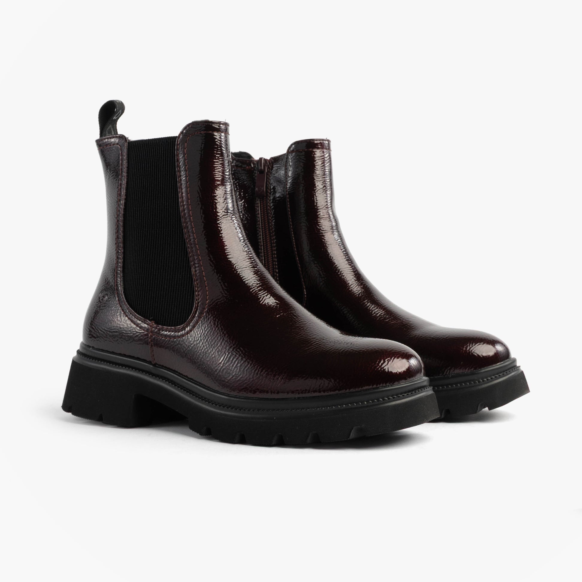 Heavenly Feet ZETA Womens Chelsea Boots Claret Patent