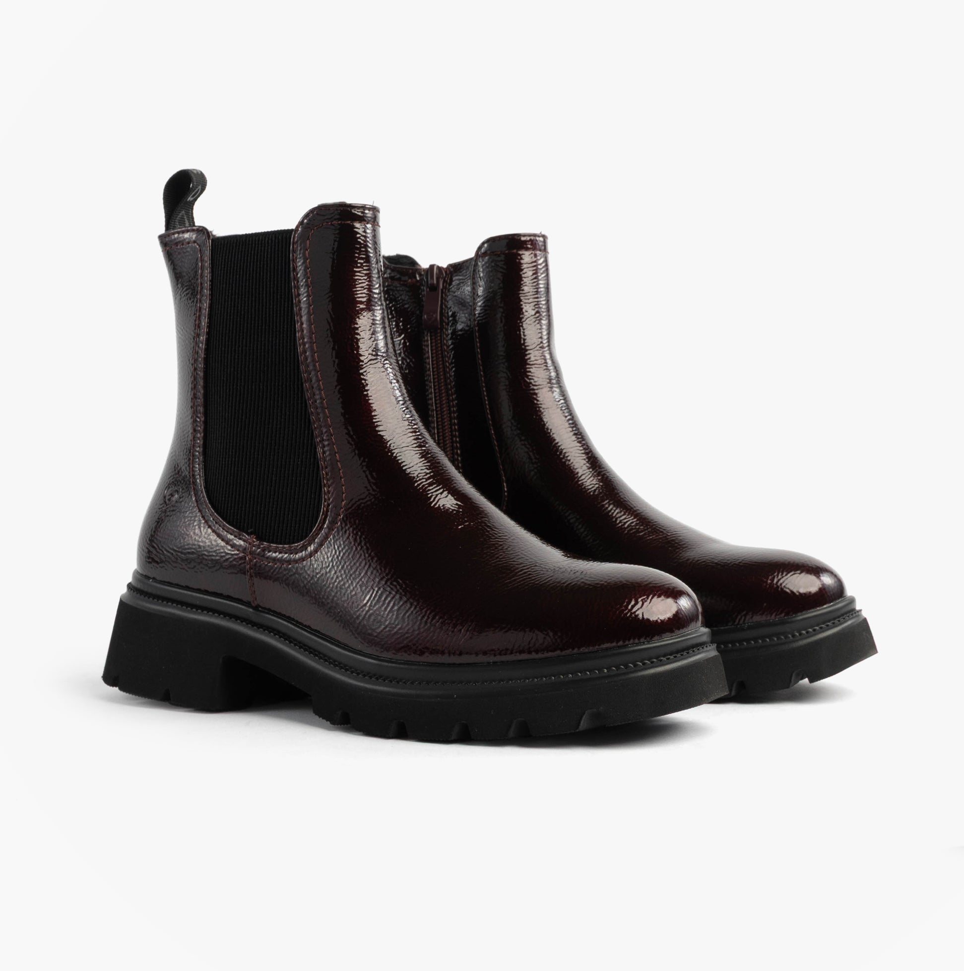 Heavenly Feet ZETA Womens Chelsea Boots Claret Patent