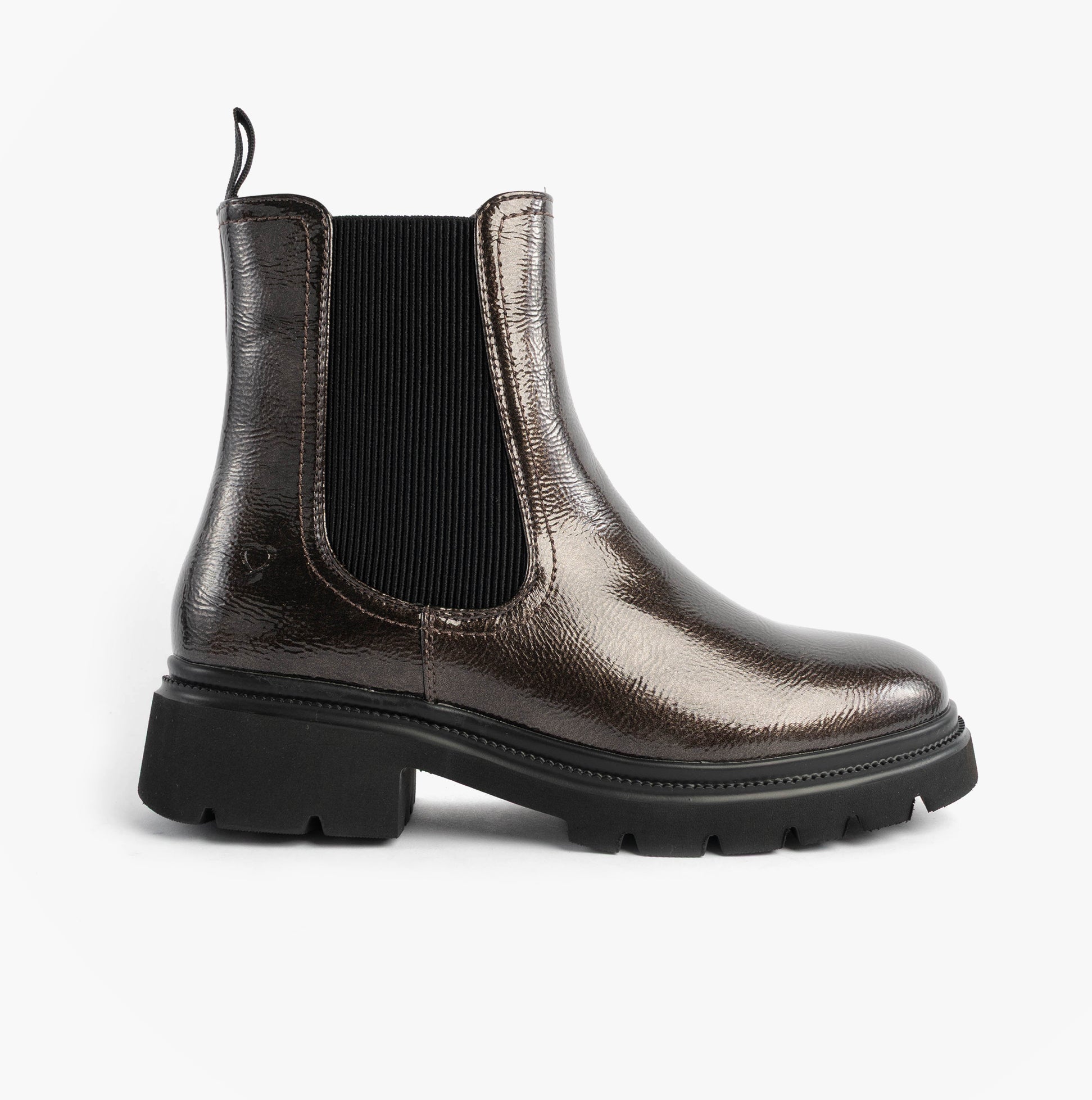 Heavenly Feet ZETA Womens Chelsea Boots Pewter Patent