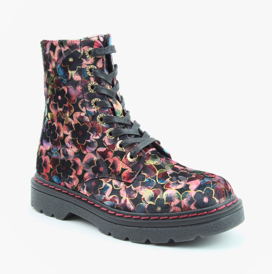Heavenly Feet JUSTINA2 VIOLA VELOUR Womens Ankle Boots Rose Pink