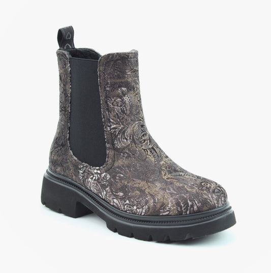 Heavenly Feet BRKVLR ZETA MEADOW VELOUR Womens Chelsea Boots Bark Velour