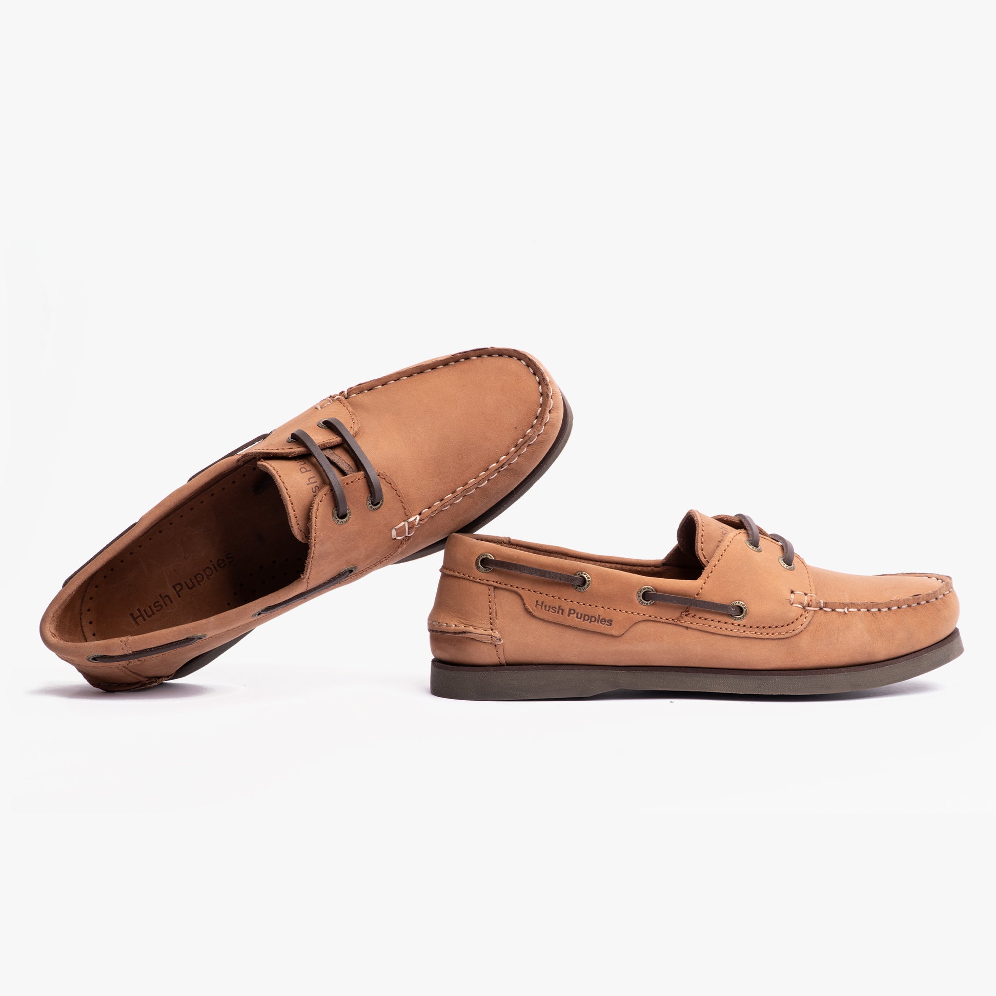 Hush Puppies HENRY Mens Boat Shoes Tan