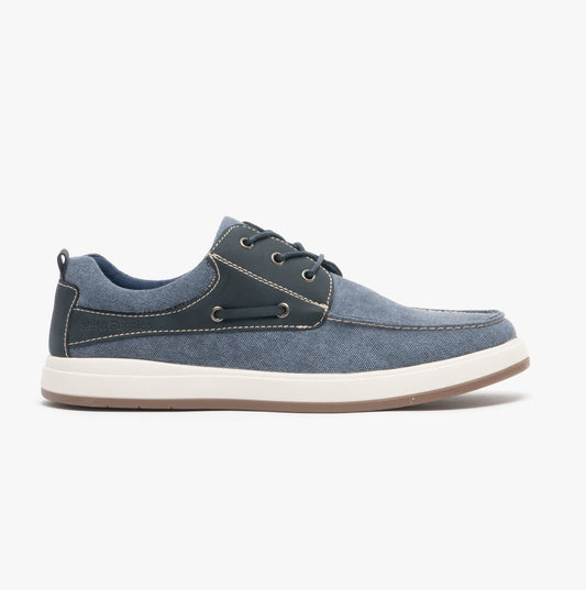 Hush Puppies AIDEN Mens Canvas Deck Shoes Navy