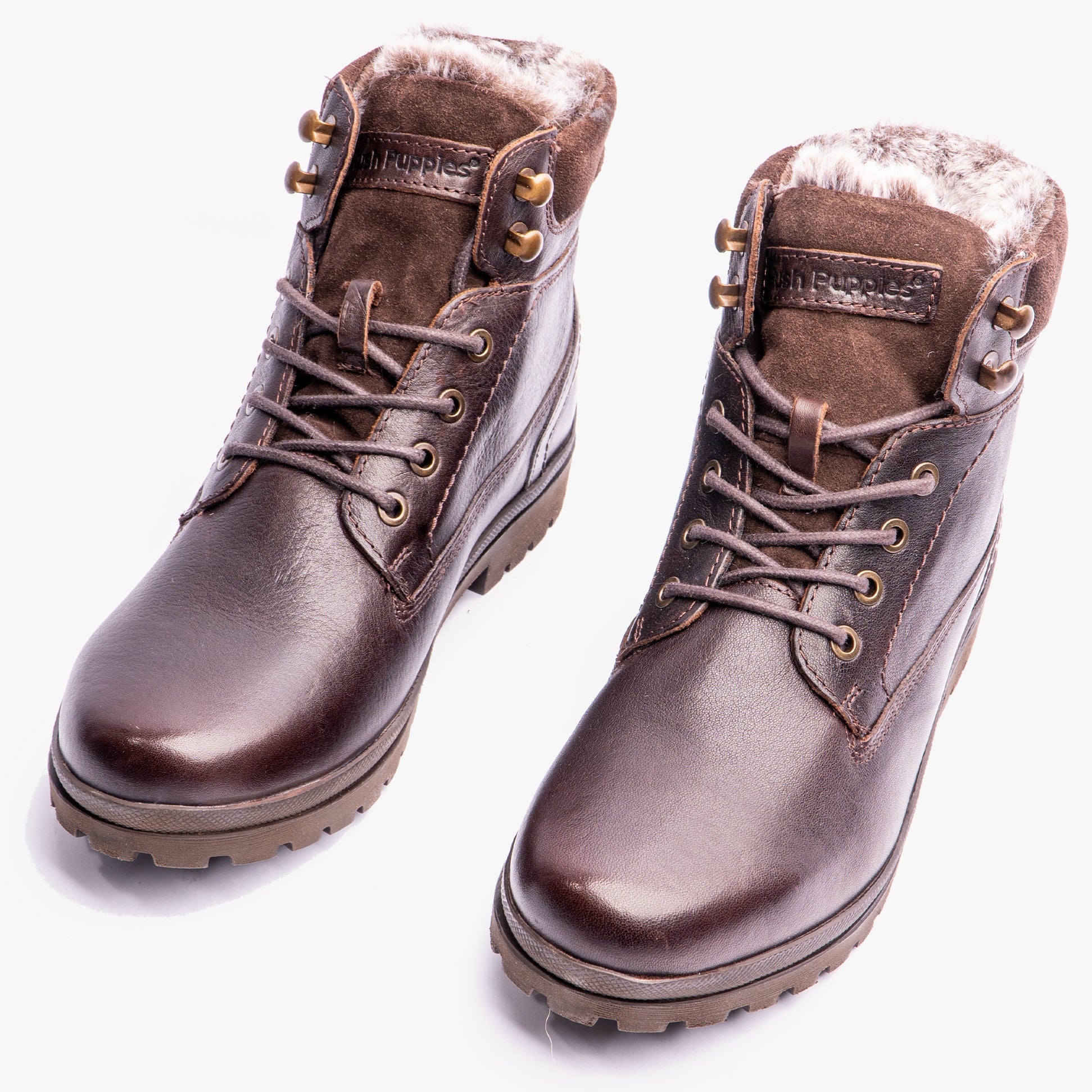 Hush Puppies ANNAY Womens Leather Ankle Boots Brown