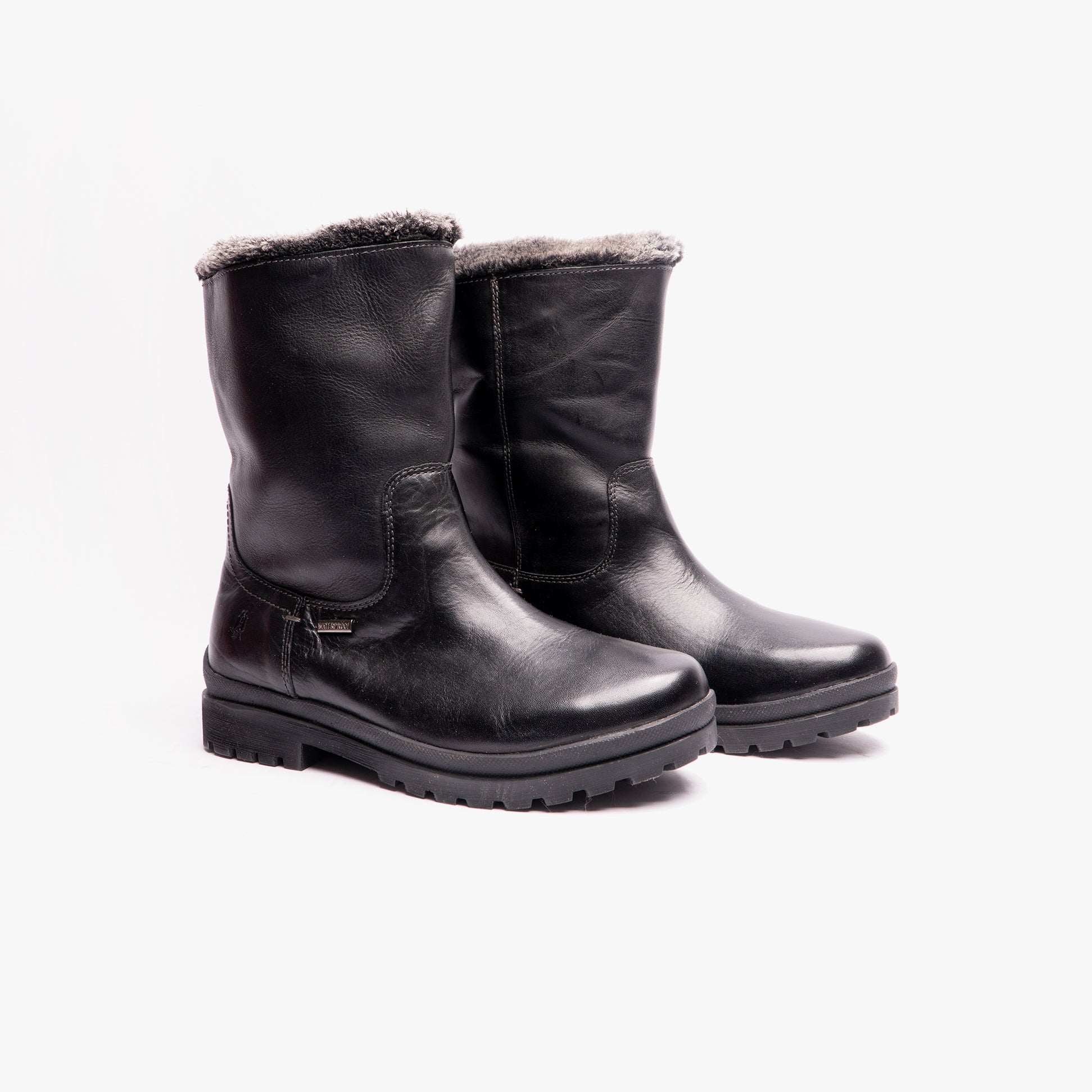 Hush Puppies ALICE Womens Leather Mid-Height Boots Black